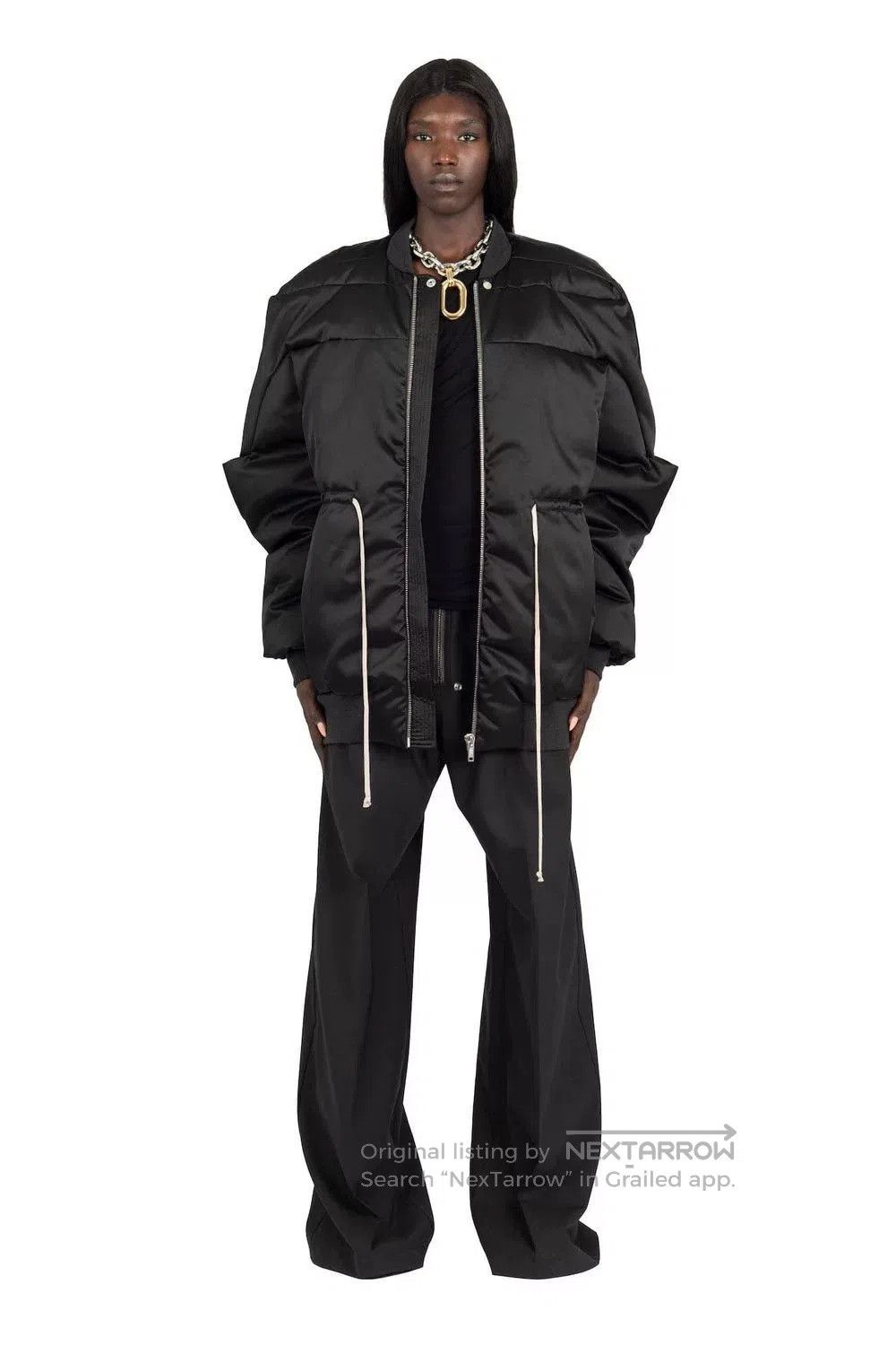Rick Owens oversized black puffer jacket with waist tie. Size US L / EU 52-54 / 3 - 6 Thumbnail