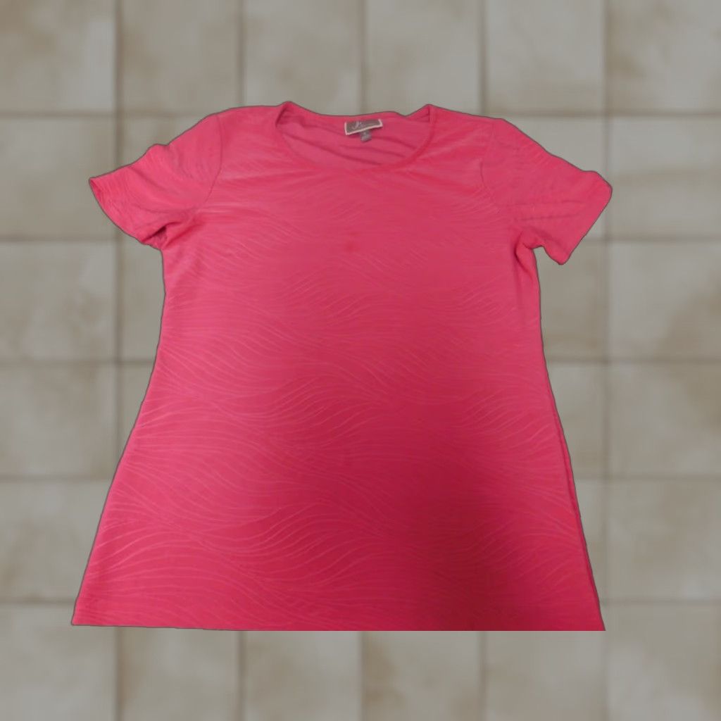 JM Collection JM Collection Shirt Womens Small Pink Polyester Stretch Crew Neck Pullover Casual Blouse Size S / US 4 / IT 40 - 1 Thumbnail