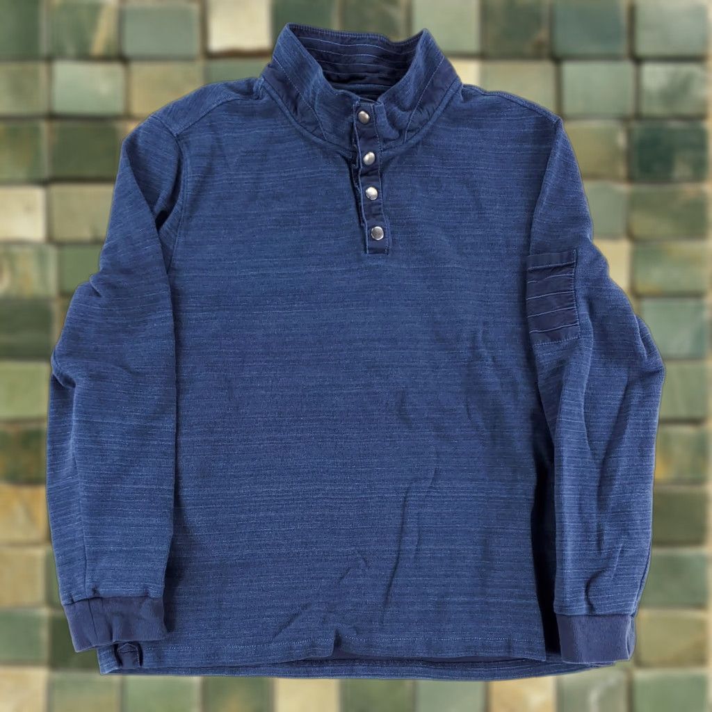 Carbon2Cobalt Carbon 2 Cobalt Sweatshirt Pullover Henley 4 Button Banded Collar Blue Mens L Size US L / EU 52-54 / 3 - 1 Thumbnail