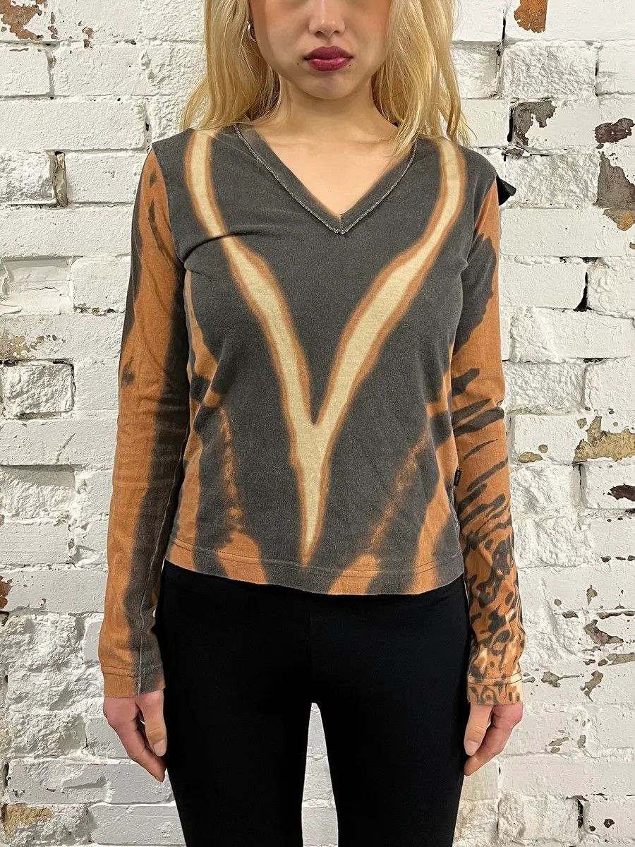 Just Cavalli SS2002 Cavalli Orange Lava Hallucination Longsleeve T-Shirt Size S / US 4 / IT 40 - 2 Thumbnail