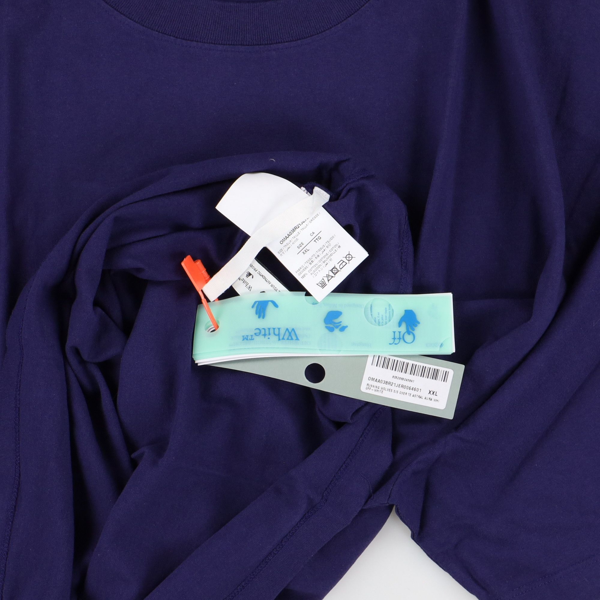 Off-White Blue Running Wolves Logo Oversized T-Shirt Size US XXL / EU 58 / 5 - 7 Thumbnail