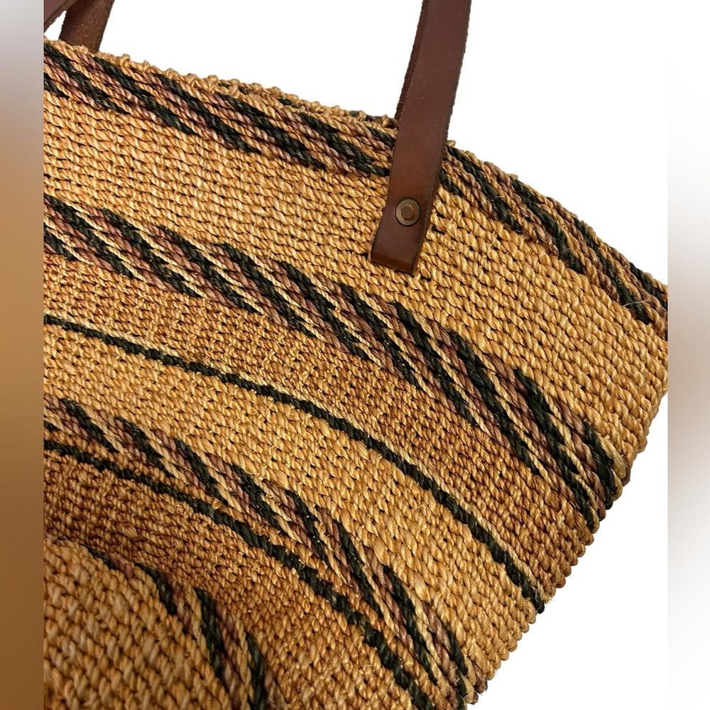 Designer Striped Woven Sisal Tote Bag Size ONE SIZE - 3 Thumbnail