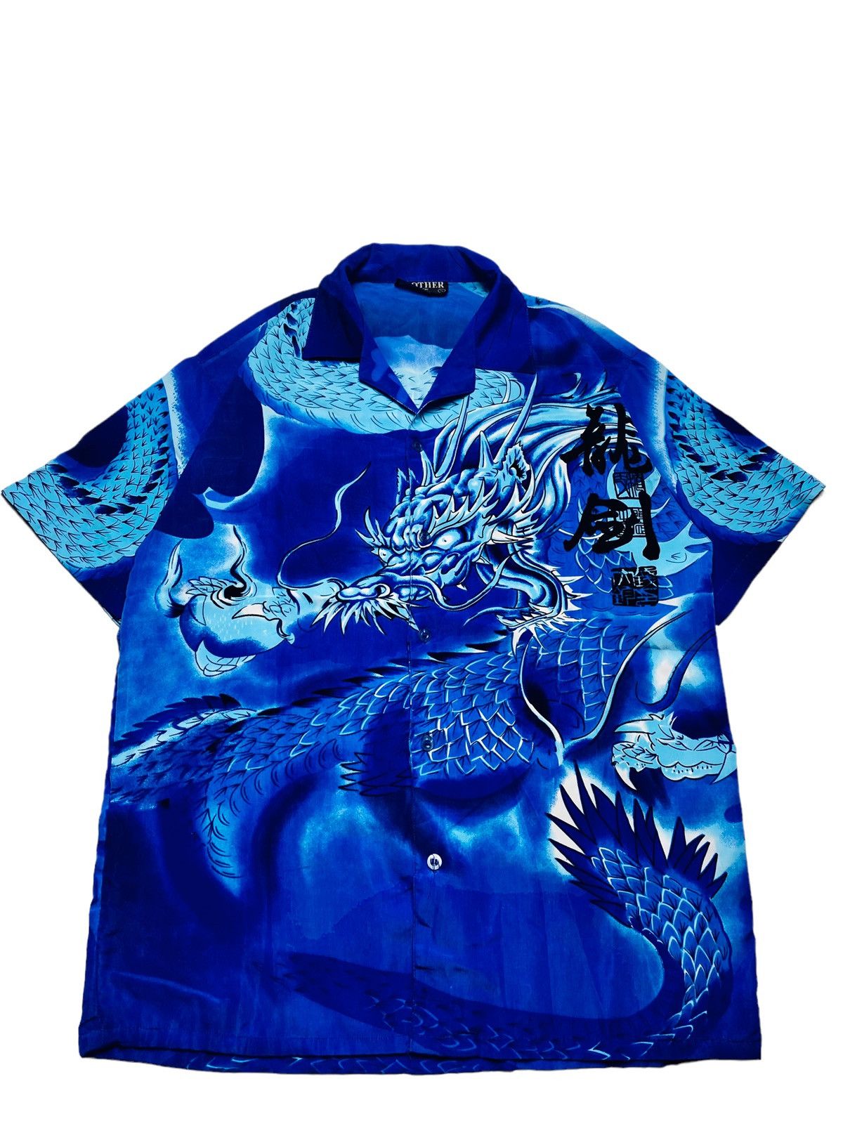 Designer × Japanese Brand × Vintage Balenciaga Look A Like Vintage Blue Dragon Shirt Size US L / EU 52-54 / 3 - 3 Thumbnail