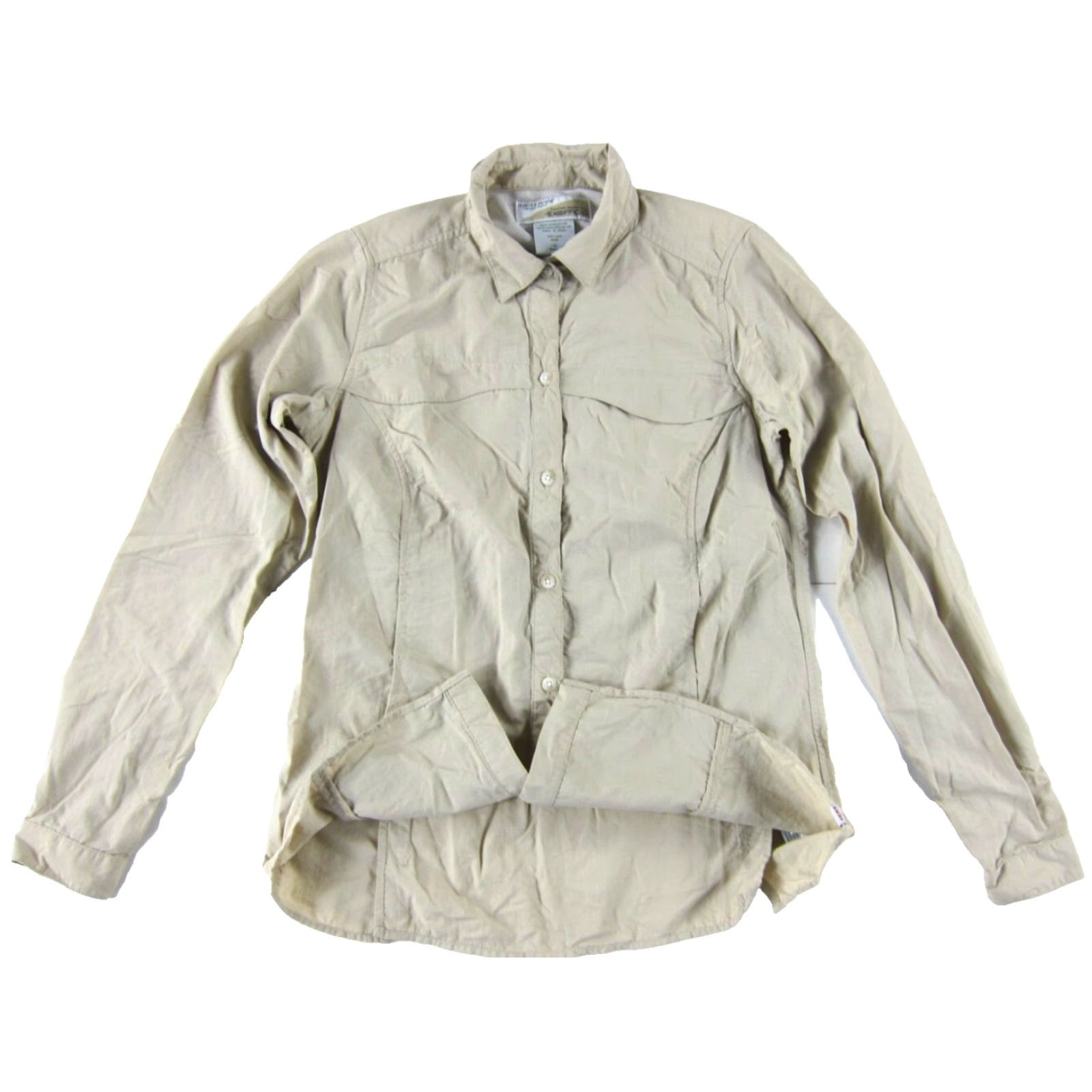 ExOfficio VINTAGE EXOFFICIO Beige Brown 100% Nylon Long Sleeve Button Down Hike Travel Blouse XS Size XS / US 0-2 / IT 36-38 - 4 Thumbnail