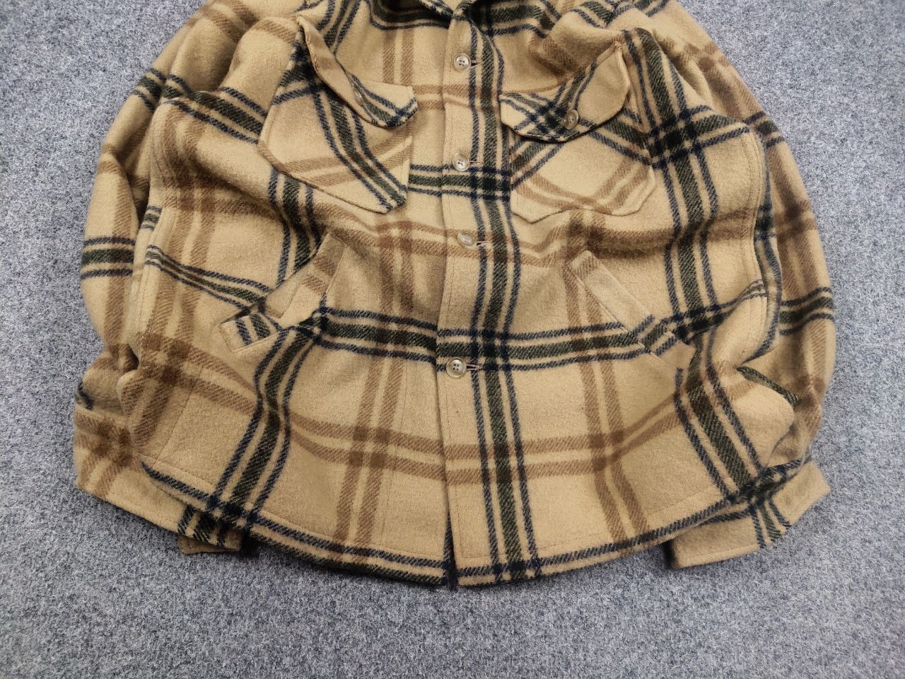 Vintage 60's Woolrich USA Plaid Wool Coat Pocket Jacket
