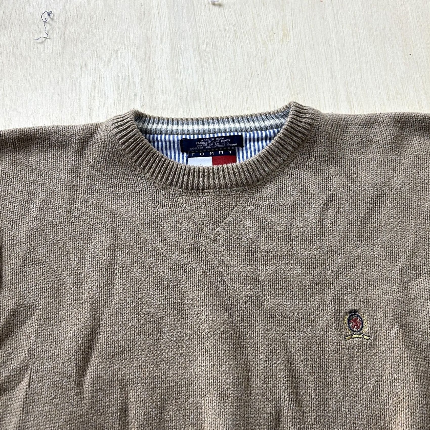 Tommy Hilfiger Tommy Hilfiger Sweater Mens L Beige Crewneck Cotton Knit Pullover Size US L / EU 52-54 / 3 - 2 Thumbnail