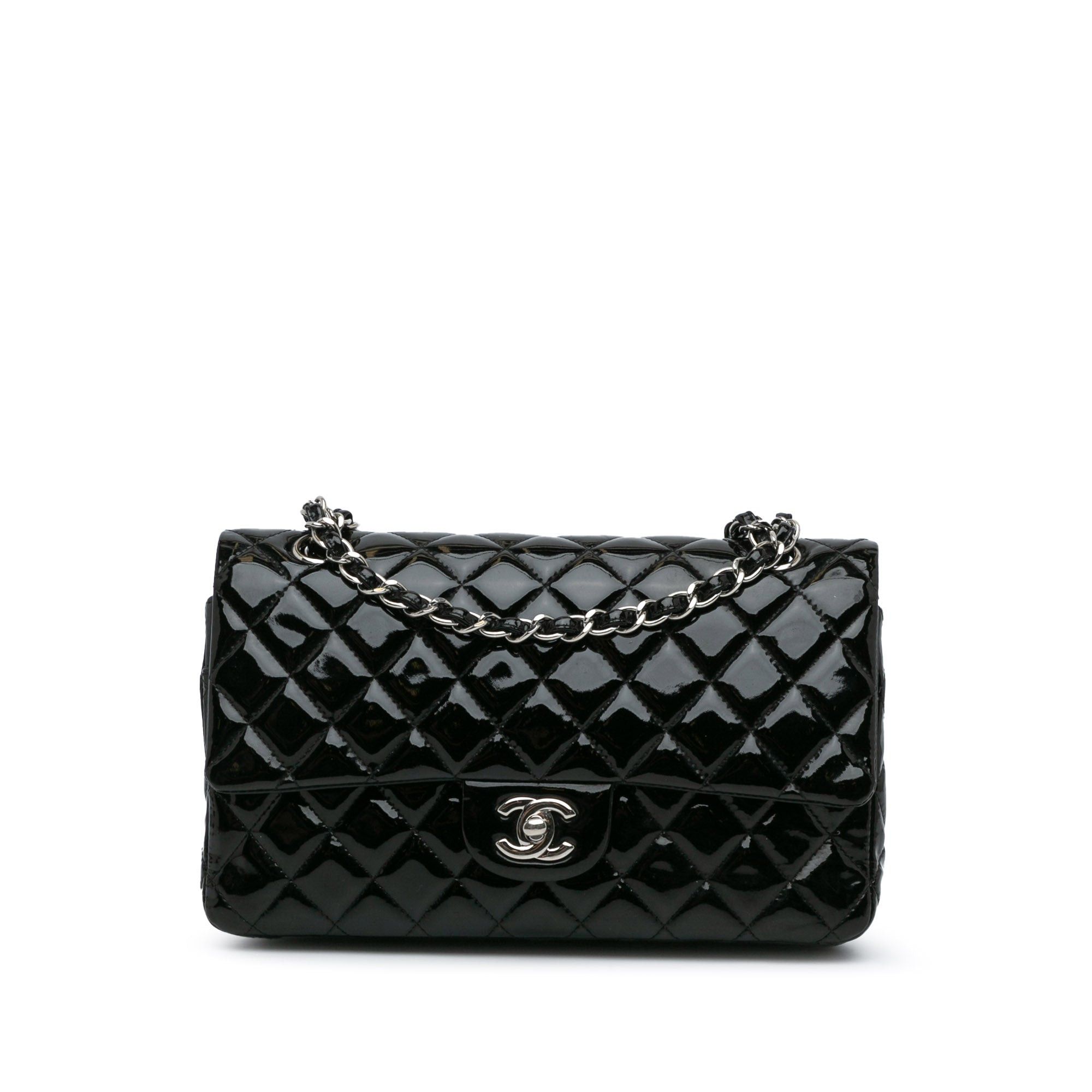 Chanel Chanel Medium Classic Patent Double Flap Black Size ONE SIZE - 1 Thumbnail