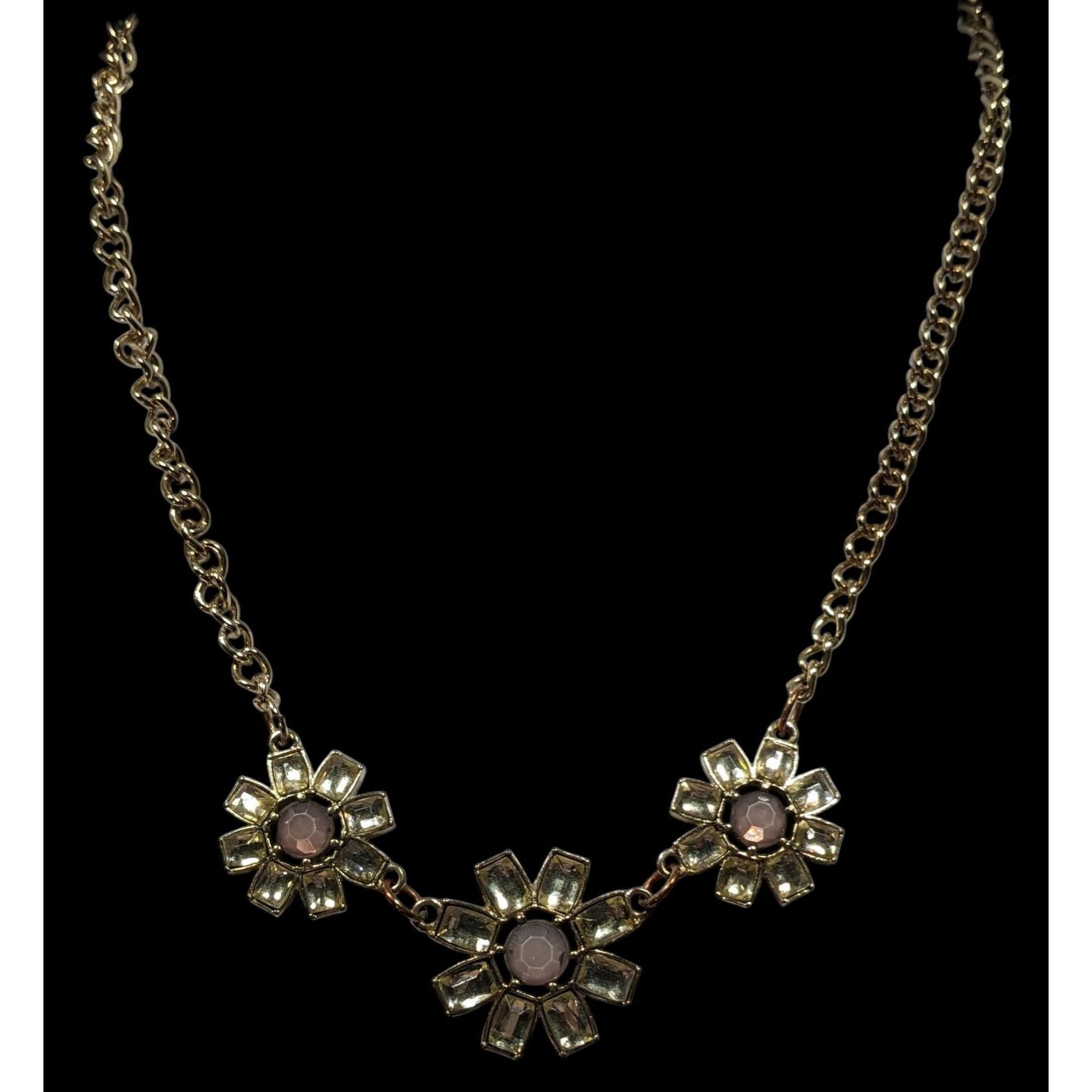 Other Retro Fairycore Gemmed Triple Flower Necklace Size ONE SIZE - 4 Thumbnail
