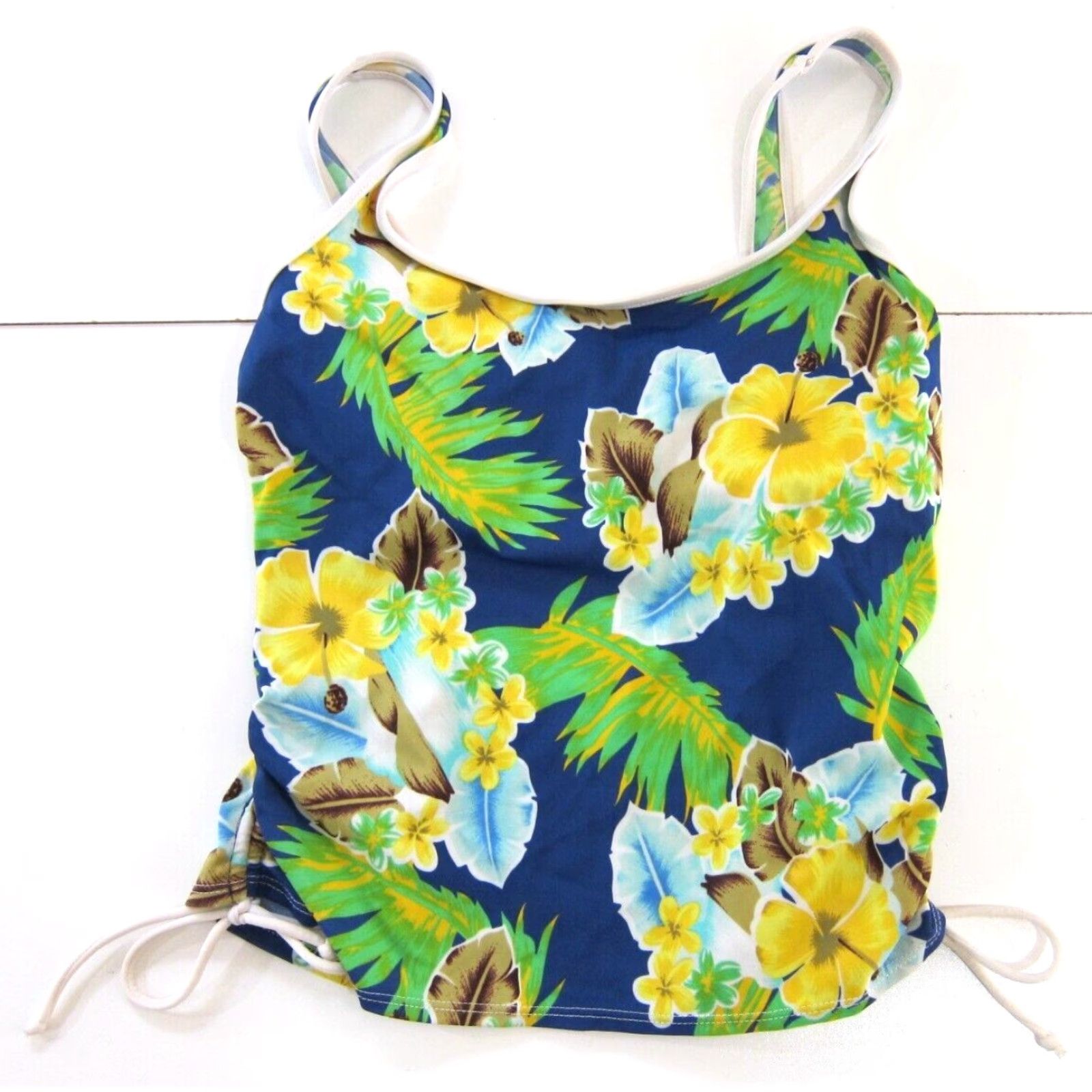 Vintage VINTAGE Cazimi Tankini Top Women 10 Blue Floral Built In Bra High Neck Swim Team NY? Size L / US 10 / IT 46 - 2 Thumbnail