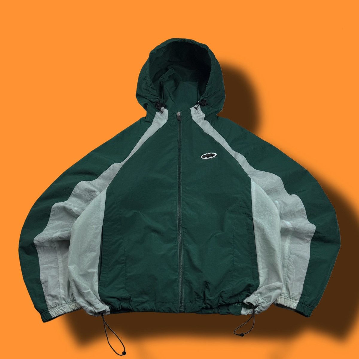 Pre-owned Corteiz X Vintage Corteiz Nylon Hooded Drill Windbreaker Jacket Y2k In Green