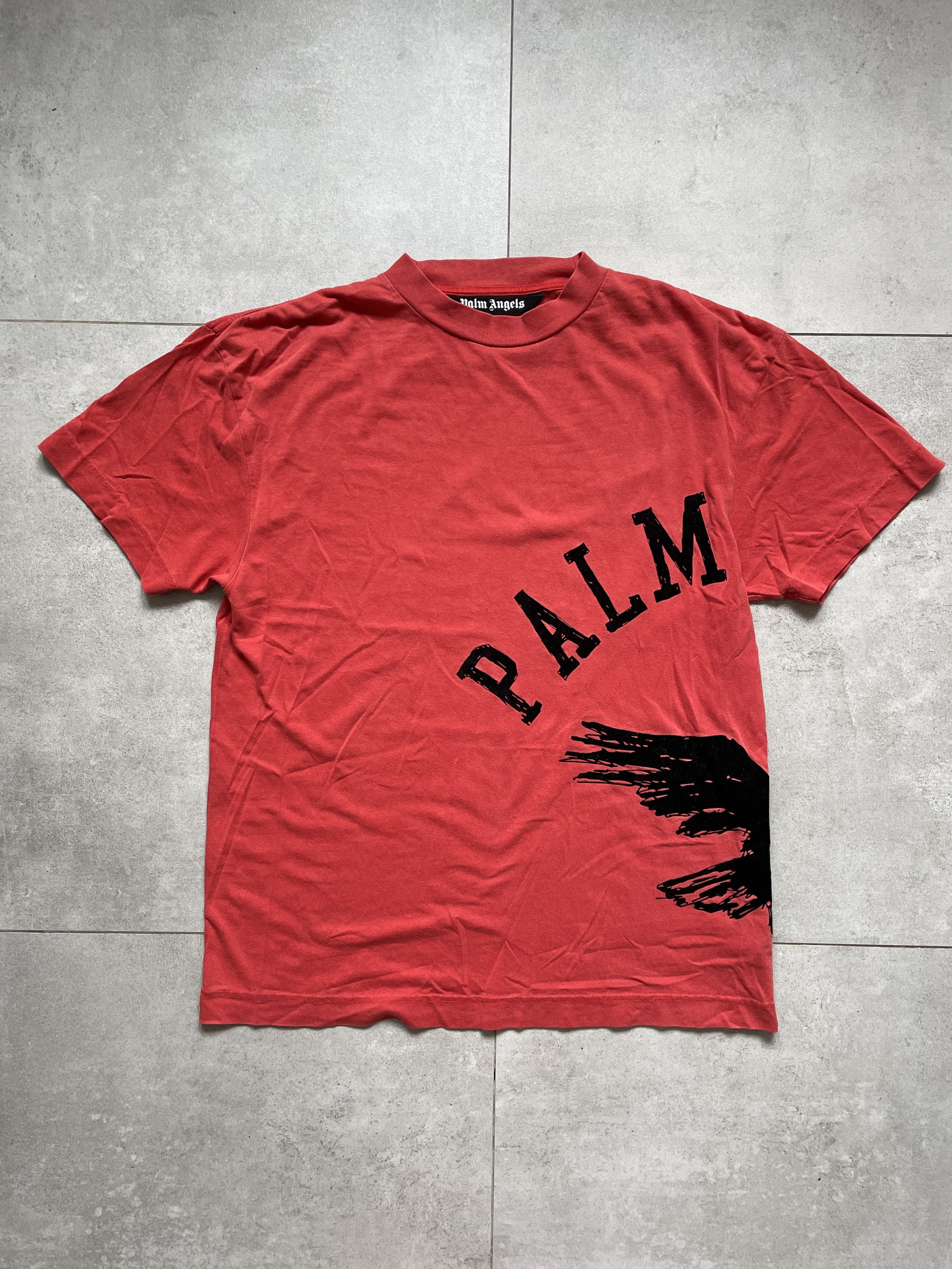 PALM ANGELS WASHED BRICK RED INFRARED EAGLE LOGO TEE