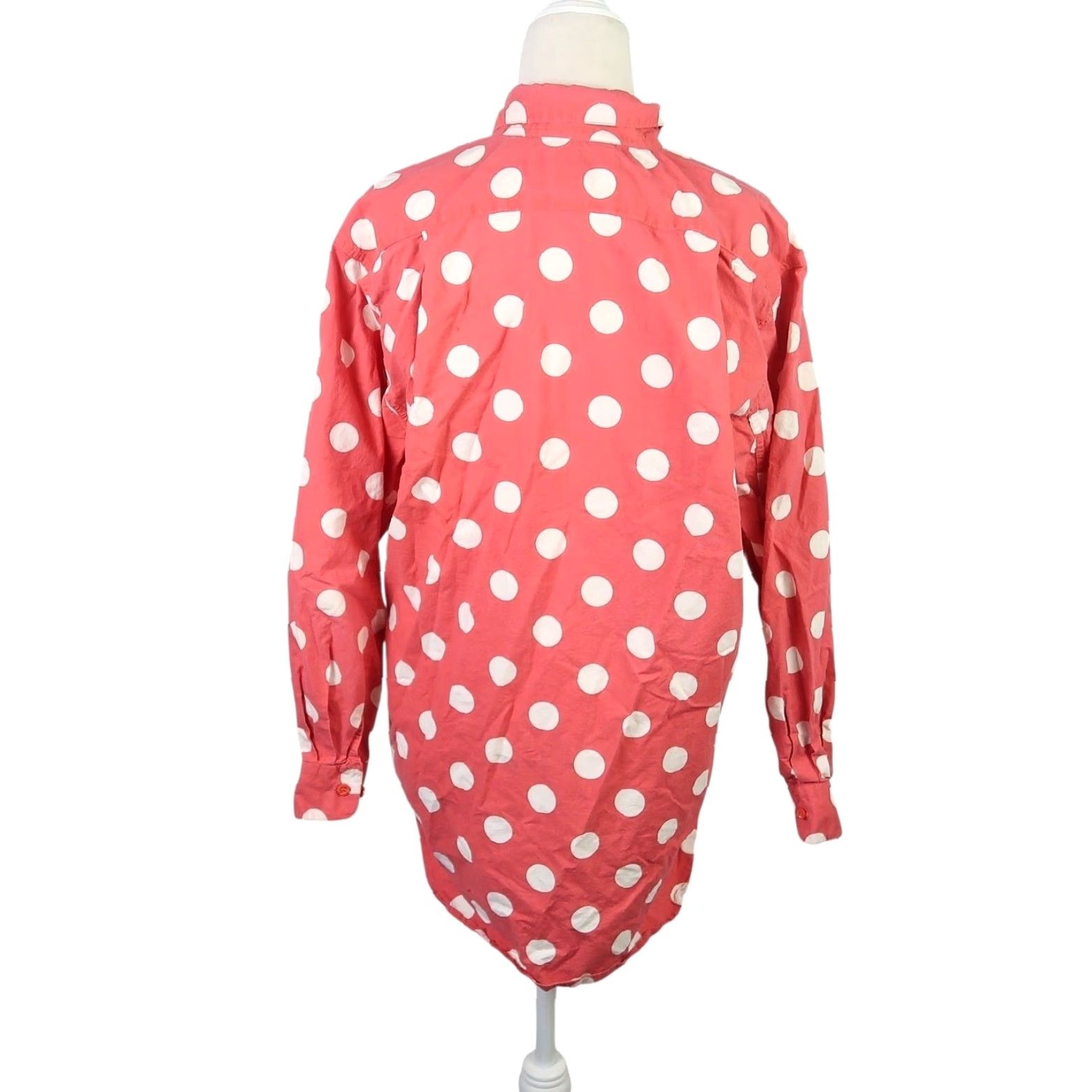 Vintage VINTAGE Forenza Shirt Polka Dot Button-Down 90s Coral Pink Cream Long Sleeve S Womens Size S / US 4 / IT 40 - 4 Thumbnail