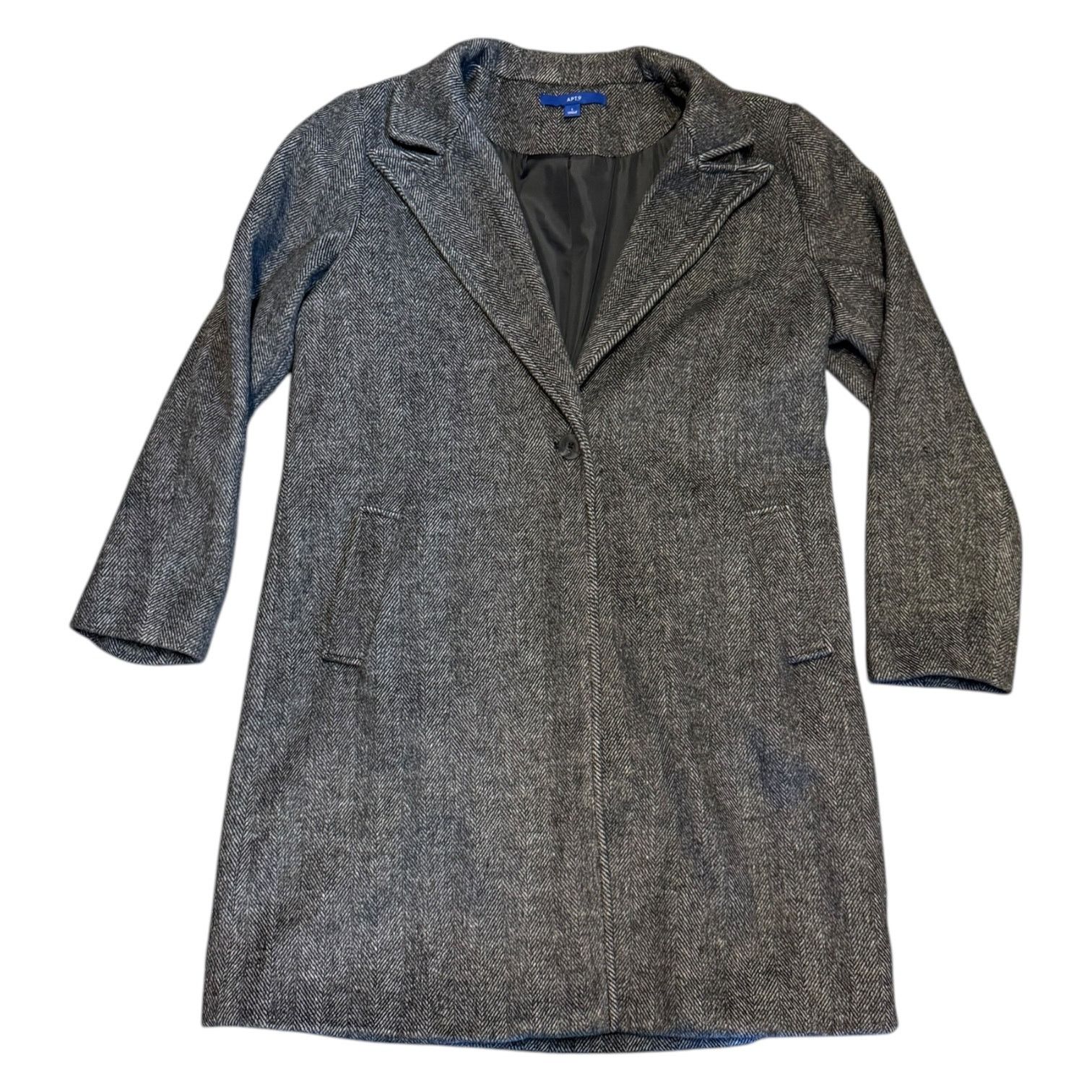 Apt. 9 Apt 9 $80 Black Hering Button Front Wool Blend Coat Large Size L / US 10 / IT 46 - 5 Thumbnail