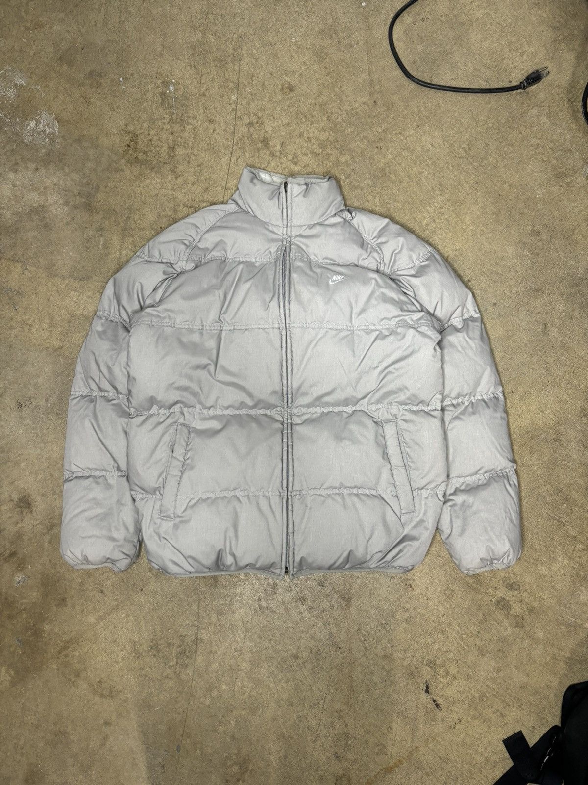 image of Y2K Nike Reversible Puffer Jacket in Grey, Men's (Size XL)