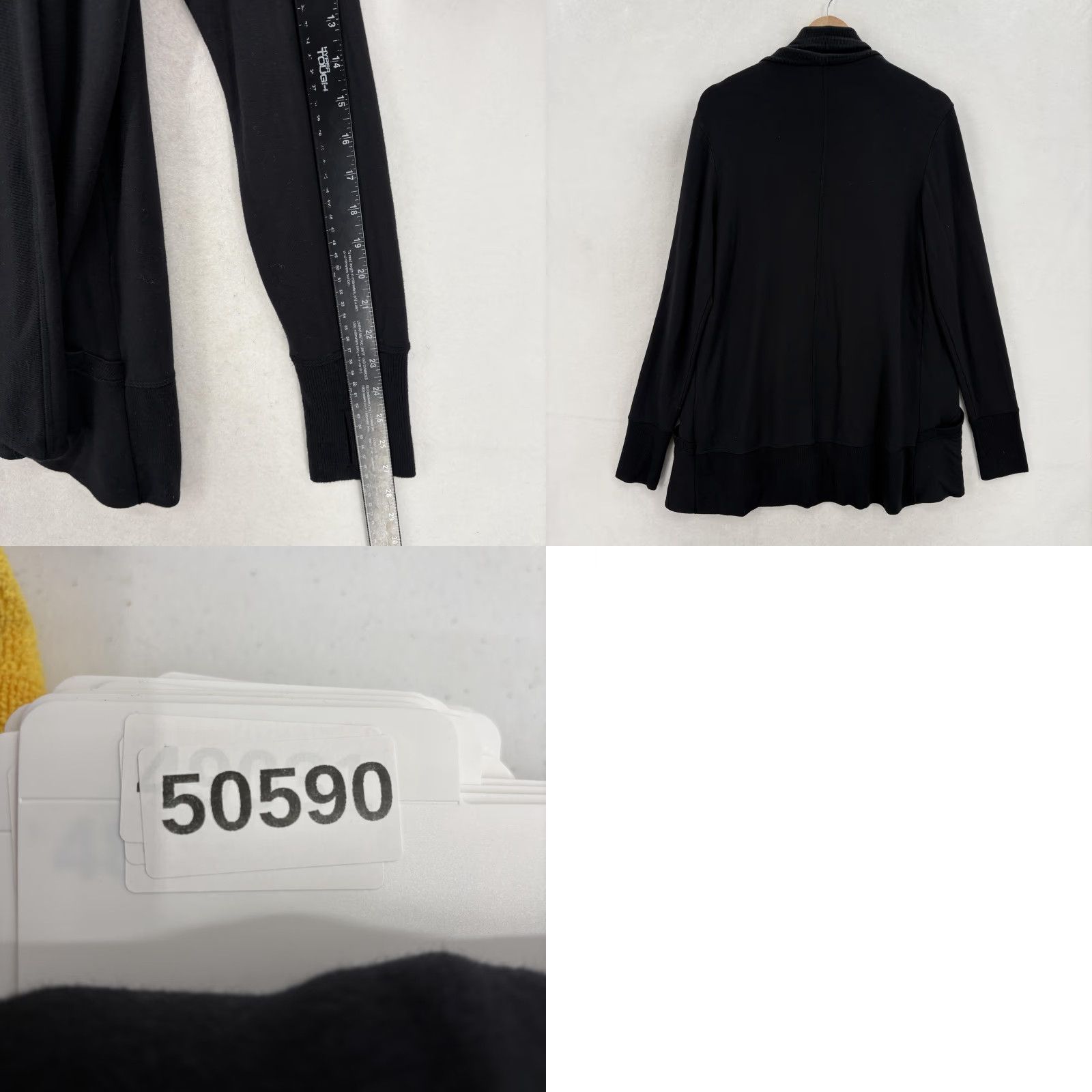 Athleta Athleta Cardigan Sweater Womens Medium Black Open Front Pockets Pranayama Wrap Knit Novelty: Thumbholes, V-Neck, Long Sleeve, Modal Spandex Size M / US 6-8 / IT 42-44 - 8 Thumbnail