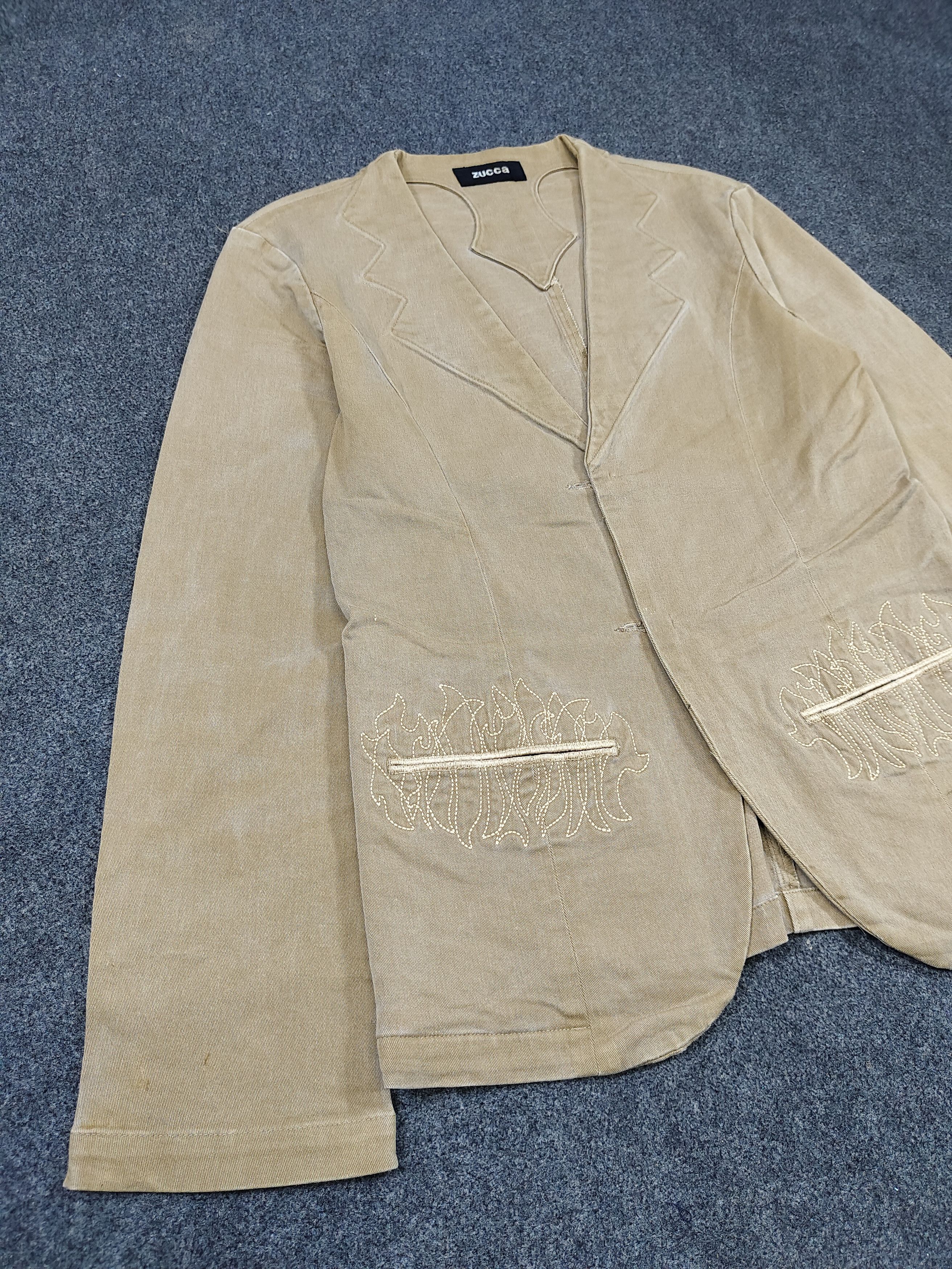 Zucca Zucca- Decontructed Silhouette Flame Stitch Washed Blazer Size M / US 6-8 / IT 42-44 - 4 Thumbnail