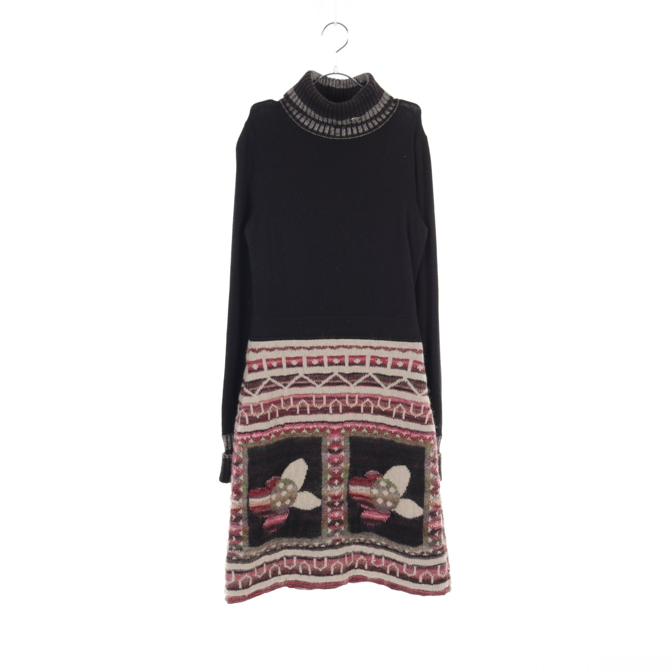 Chanel Chanel Knit Dress Turtleneck Wool Black Multicolor 09A Size ONE SIZE - 1 Thumbnail