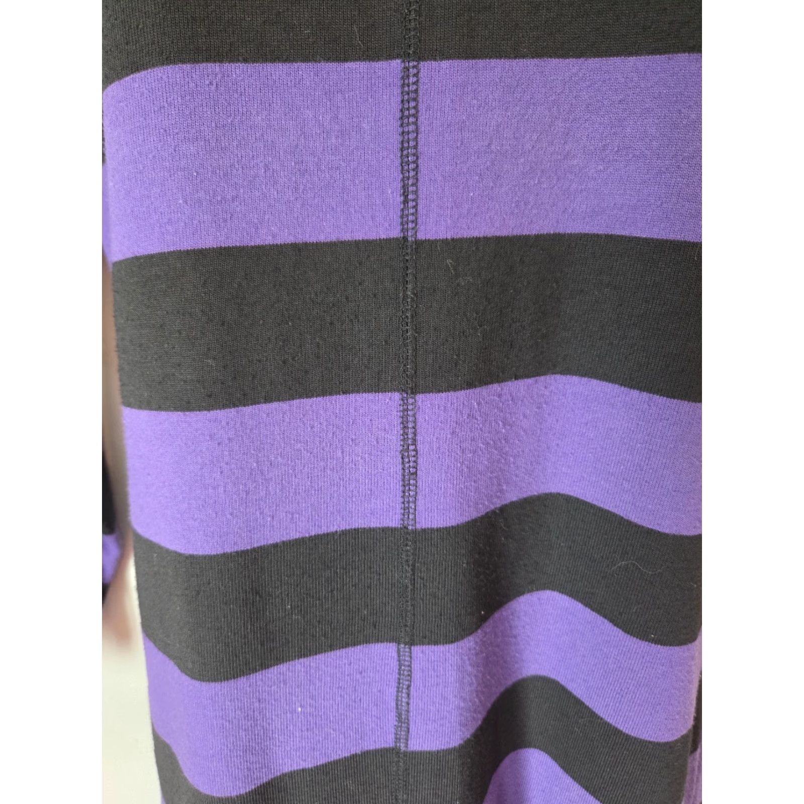 Vintage VTG 80s Adolfo II Purple Black Stripe Drop Waist Ruffle Hem Sweater Dress S Womens Size S / US 4 / IT 40 - 3 Thumbnail