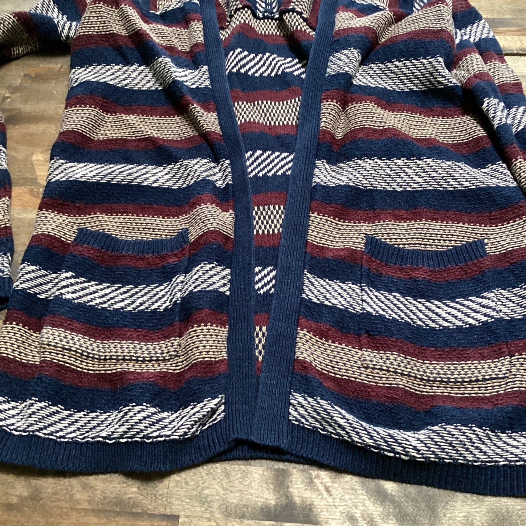 Lucky Brand Lucky Brand Sweater Cardigan Women L Multicolor Striped Open Pockets V-Neck Back Knit Casual Bohemian Classic All Seasons Size L / US 10 / IT 46 - 5 Thumbnail