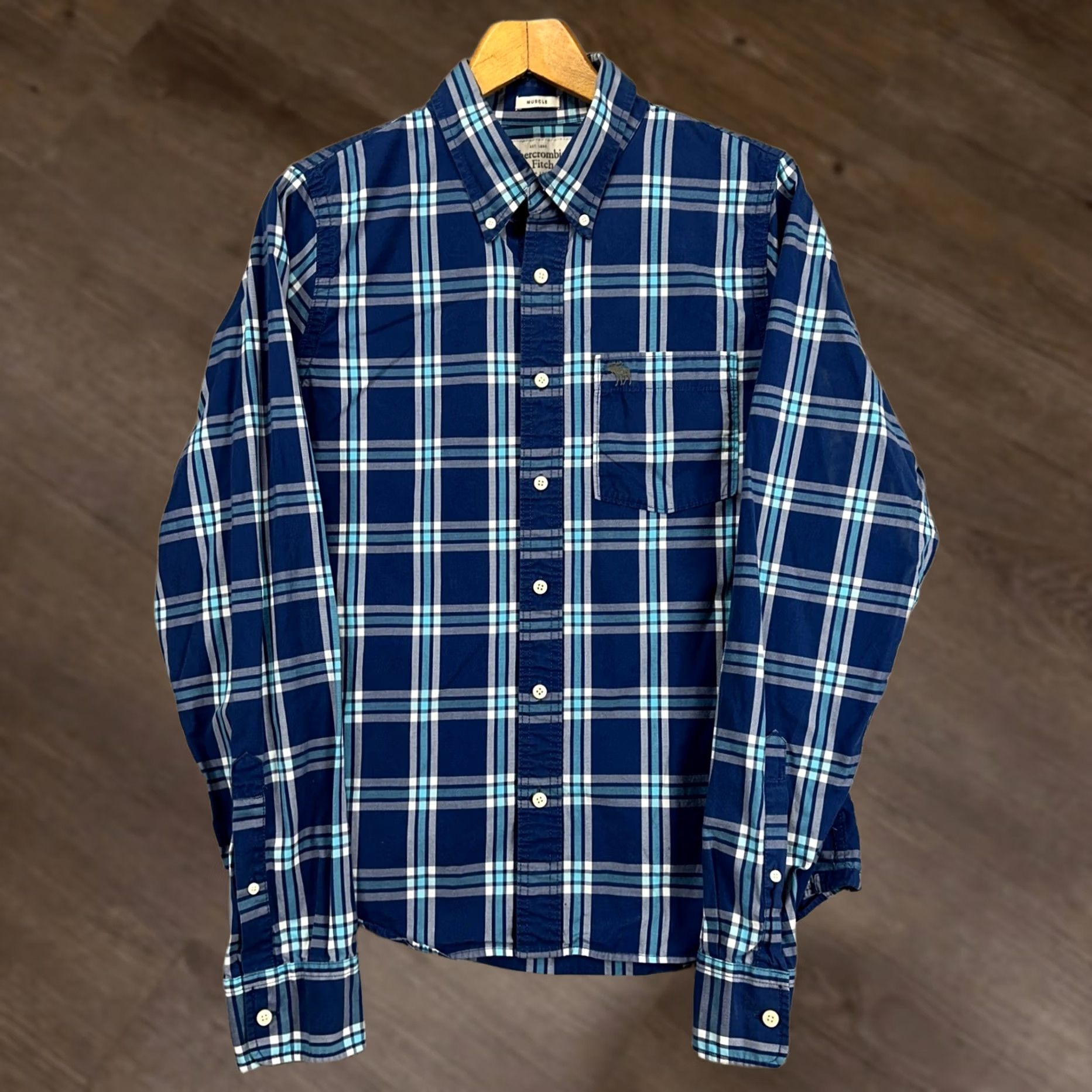 Abercrombie & Fitch Abercrombie & Fitch Button-Down Shirt Mens 2XL Blue Plaid Long Sleeve Pocket Logo Shirt Size US XXL / EU 58 / 5 - 1 Thumbnail