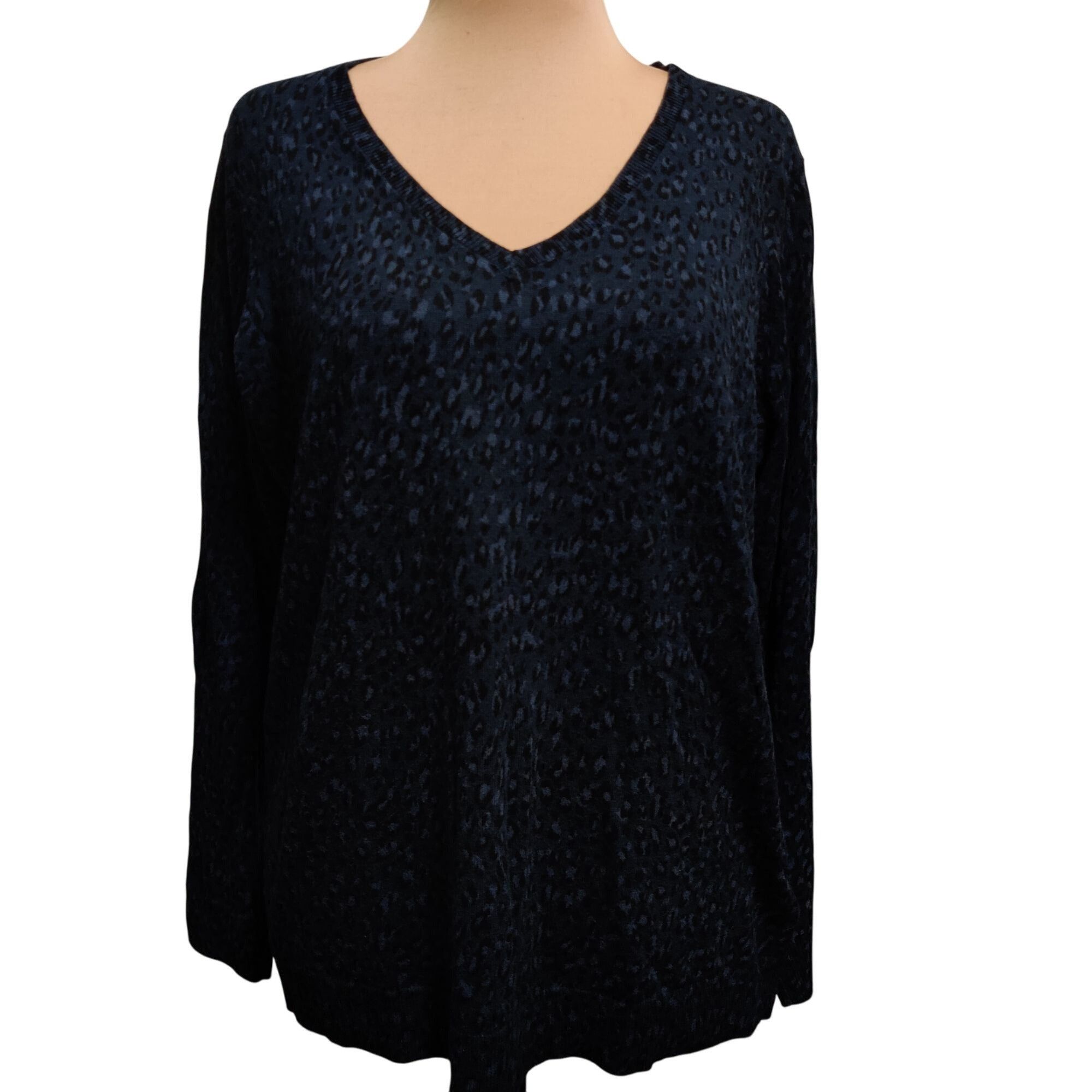 Other Amazon Essentials XL Navy Blue Leopard Print Sweater V Neck Size XL / US 12-14 / IT 48-50 - 11 Thumbnail