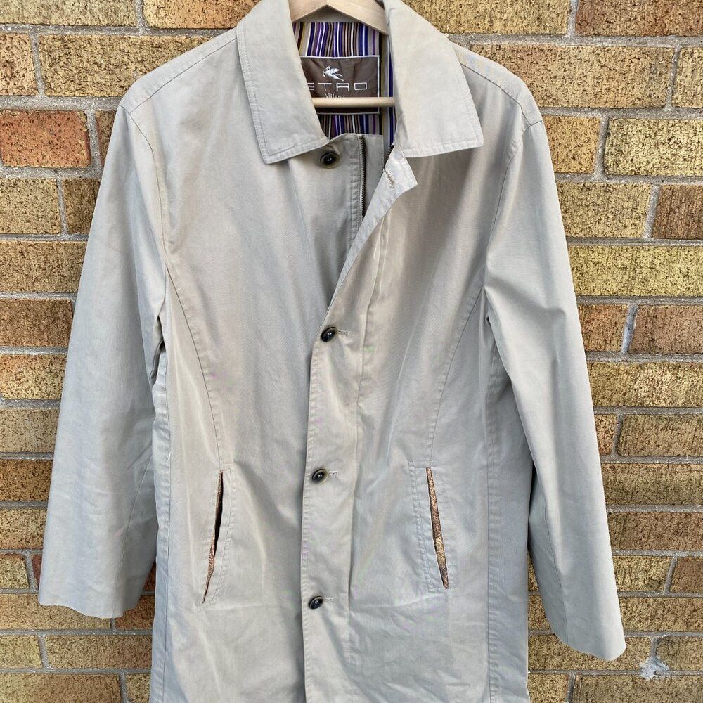 Etro Etro Parid Beige Collared Black Button Trench Coat Size 50 Size US M / EU 48-50 / 2 - 9 Thumbnail