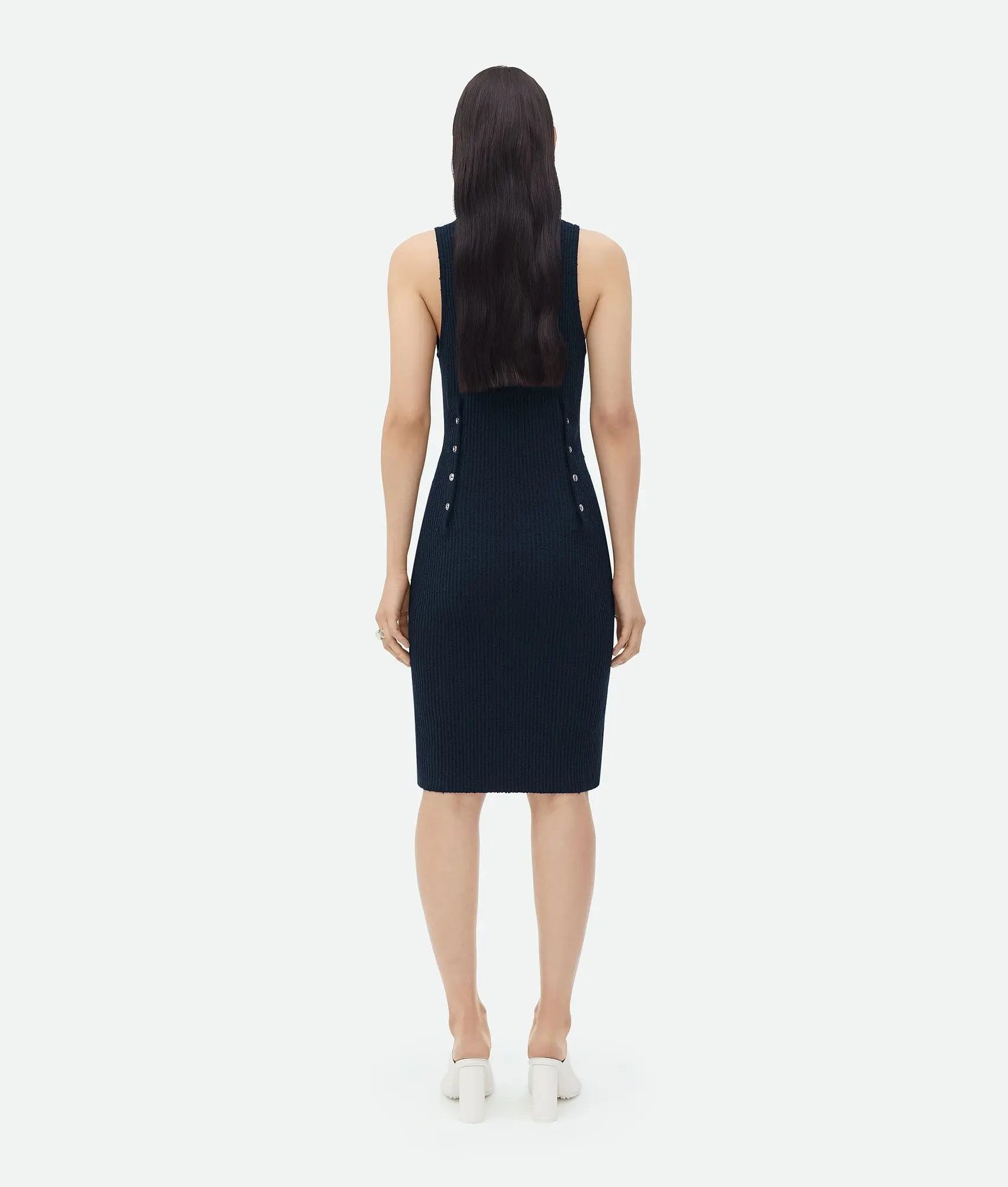 Bottega Veneta o1w1db10925 Slim Fit Ribbed Viscose Midi Dress Size XS / US 0-2 / IT 36-38 - 3 Thumbnail