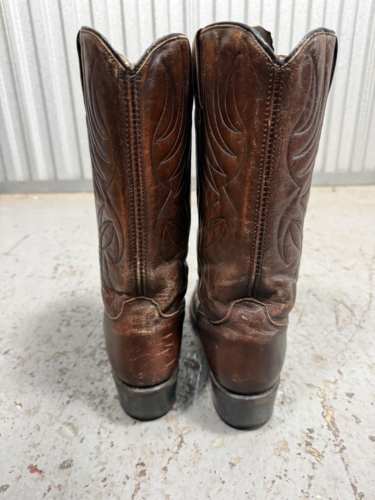 Other 70s Vintage Made in Usa Dark Brown Stock Show Cowboy Boots Size US 9.5 / EU 42-43 - 6 Thumbnail