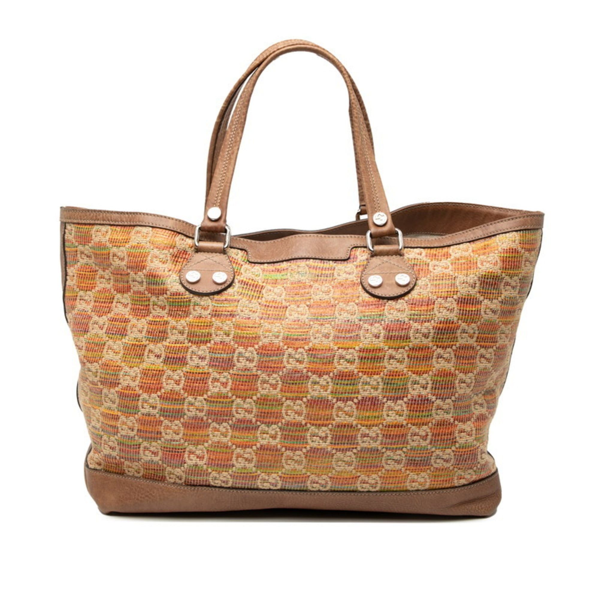 Gucci Gucci Paglia GG Sunset Tote Bag 232943 in Brown Multicolor Leather and Straw for Women Size ONE SIZE - 1 Thumbnail