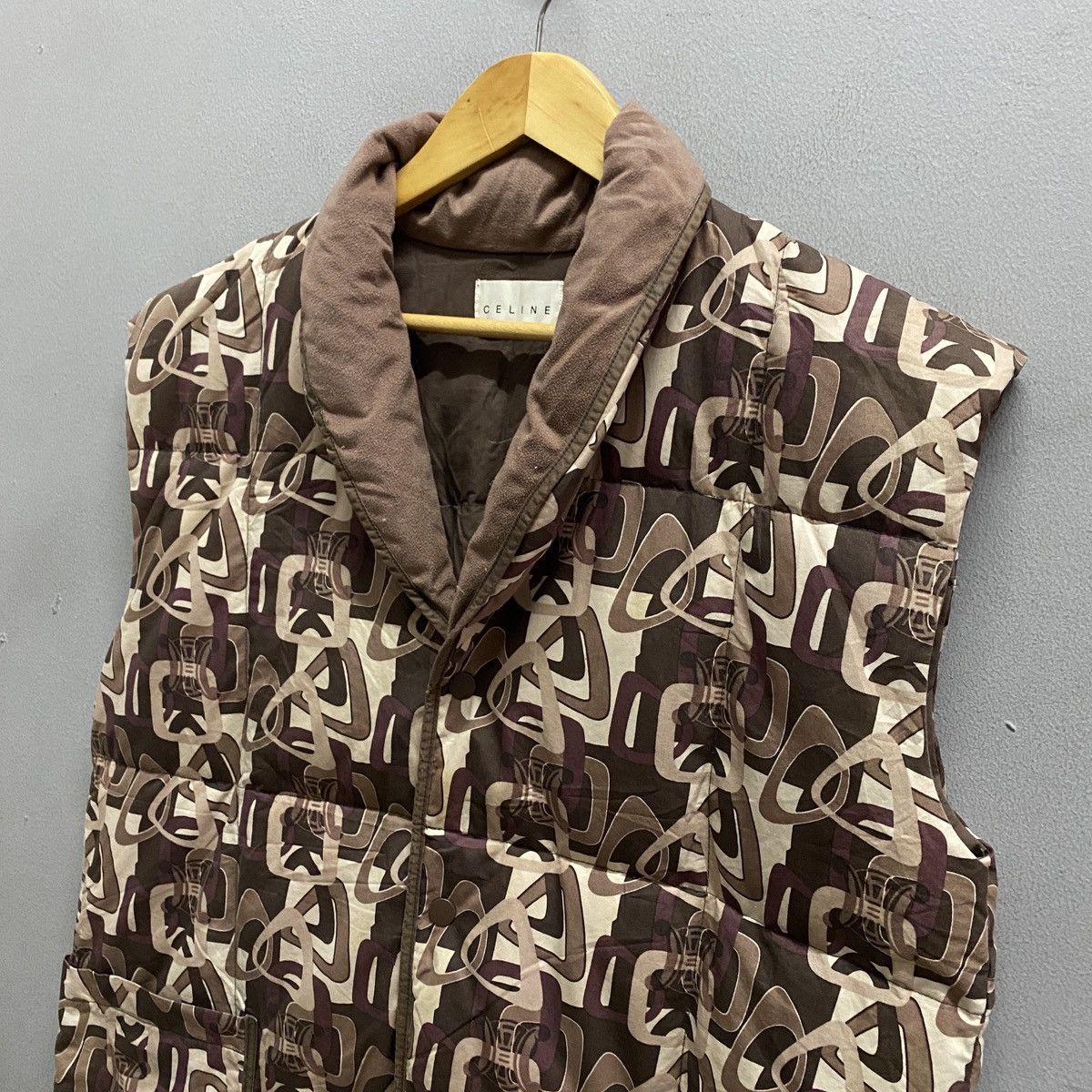 Celine VTG Celine Macadam Print Shawl Collar Padded Pufferr Vest Size US L / EU 52-54 / 3 - 3 Thumbnail
