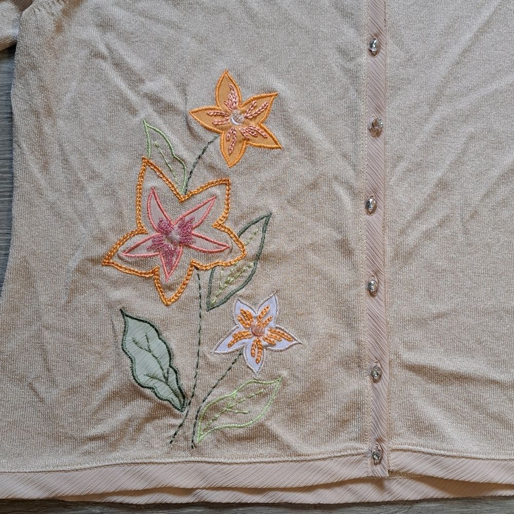 Other Vintage Intuitions Y2K Button Down Floral Stitch Lawn Party Size XL / US 12-14 / IT 48-50 - 5 Thumbnail