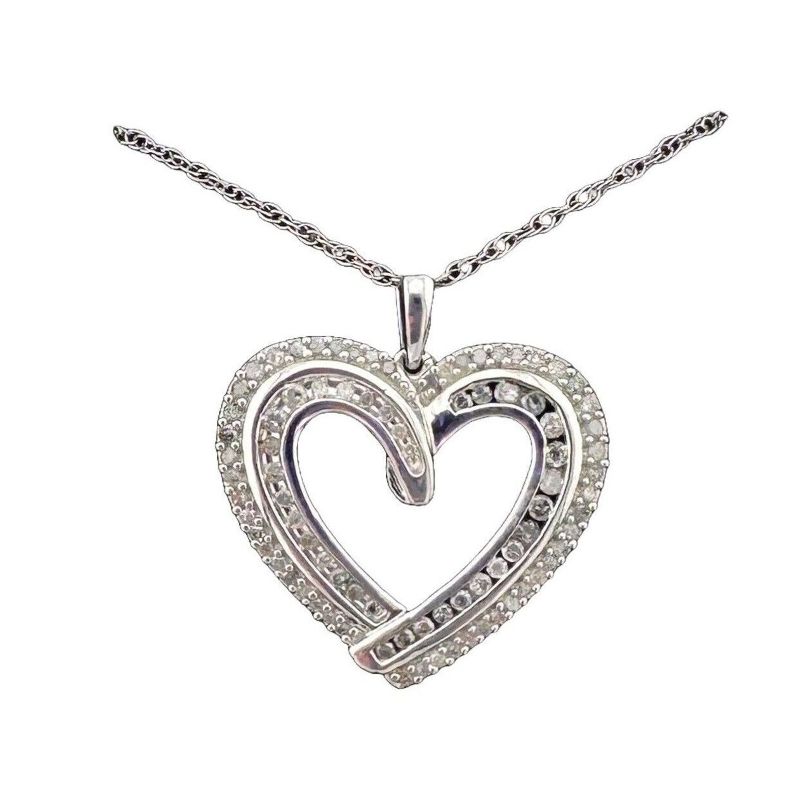 Other Beautiful 1/2 Carat Natural Diamond Heart Necklace Sterling Size ONE SIZE - 1 Thumbnail