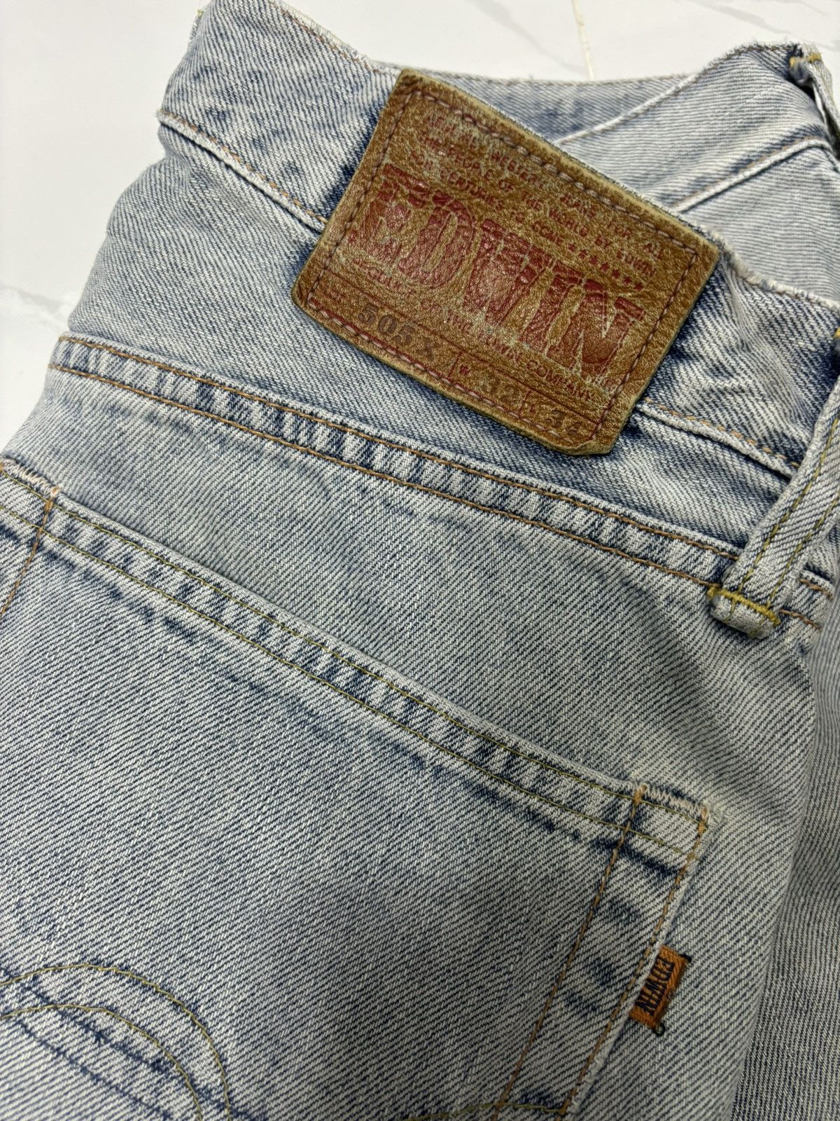 Edwin VINTAGE EDWIN 505x SELVEDGE BAGGY DISTRESSED DENIM JEANS Size US 31 - 8 Thumbnail
