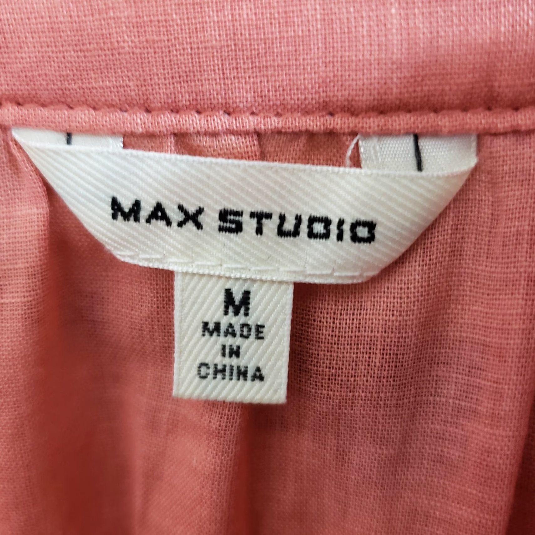 Vintage Max Studio Womens Button Front Shirt Sz Medium Pink 3/4 Sleeve Linen Blend Shirt Womens Medium Pink 3/4 Sleeve Linen Blend Size M / US 6-8 / IT 42-44 - 6 Thumbnail