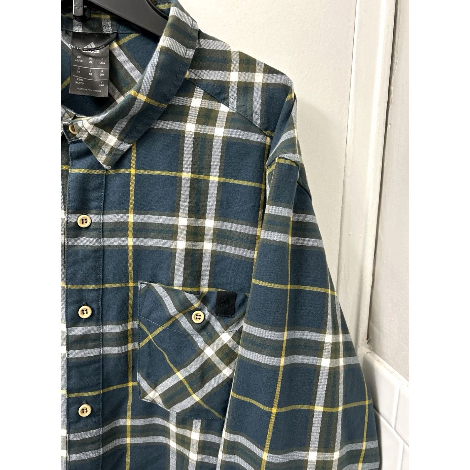 Adidas Adidas Shirt Mens XL Green Plaid Oxford Button Down Pocket Long Sleeve Logo Size US XL / EU 56 / 4 - 4 Thumbnail
