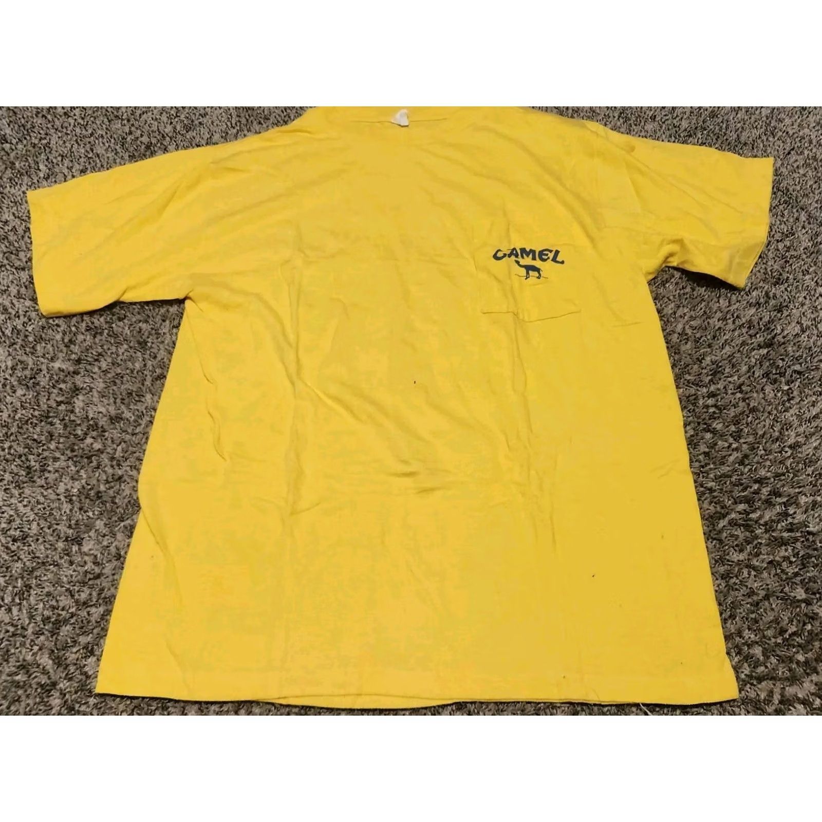 Camel VINTAGE Camel Joe Camel T Shirt XL Mens 80s 1989 Pocket Tee Yellow Short Sleeve Crew Neck Graphic Print Size US XL / EU 56 / 4 - 3 Thumbnail