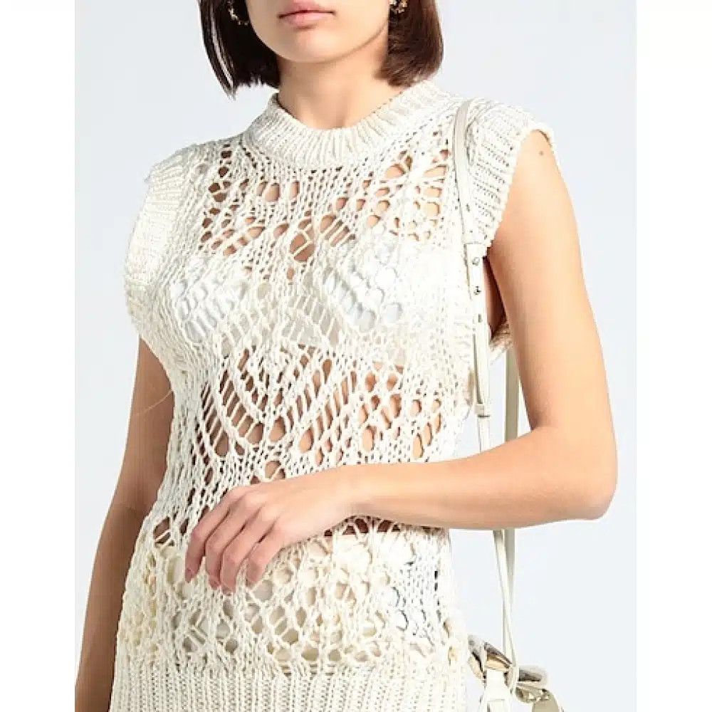 Tom Ford o1loc1c0625 TSK294 Silk Crochet Gilet in White Size M / US 6-8 / IT 42-44 - 2 Thumbnail