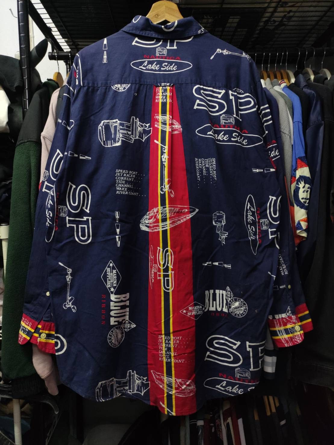 Nautica Vtg 90's Nautica Lake Side Speed Boat All Over Print Shirt Size US L / EU 52-54 / 3 - 2 Thumbnail
