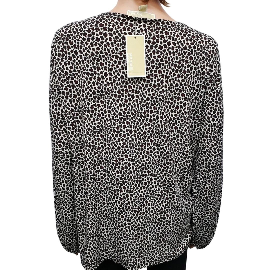 Michael Kors NWT MICHAEL KORS Arm Slit Animal Print Top Blouse L V-Neck Size L / US 10 / IT 46 - 10 Thumbnail