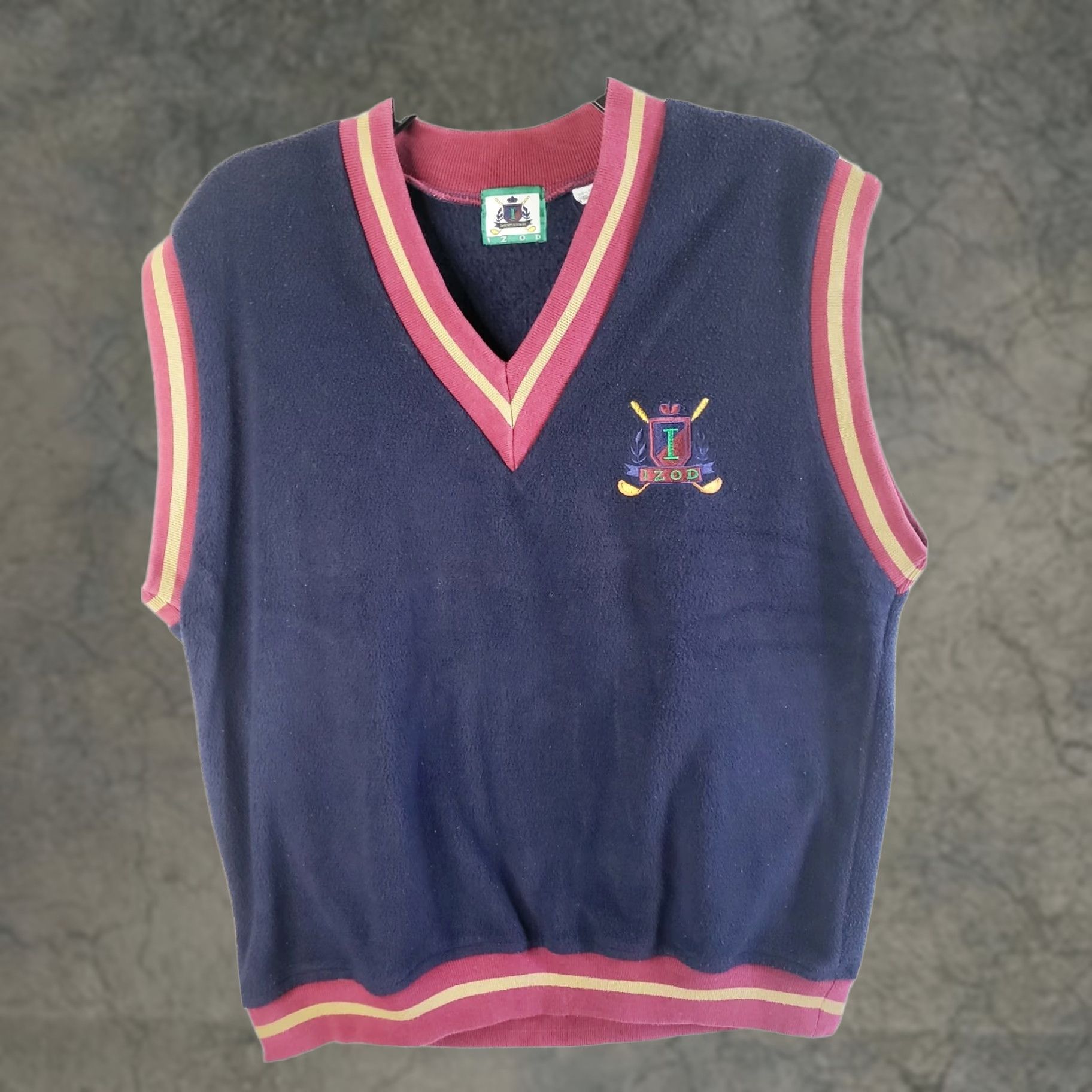 Izod VINTAGE IZOD Vest Shirt Men M Navy Blue w Red Trim 100% Polyester Golf Vest Size US M / EU 48-50 / 2 - 1 Thumbnail
