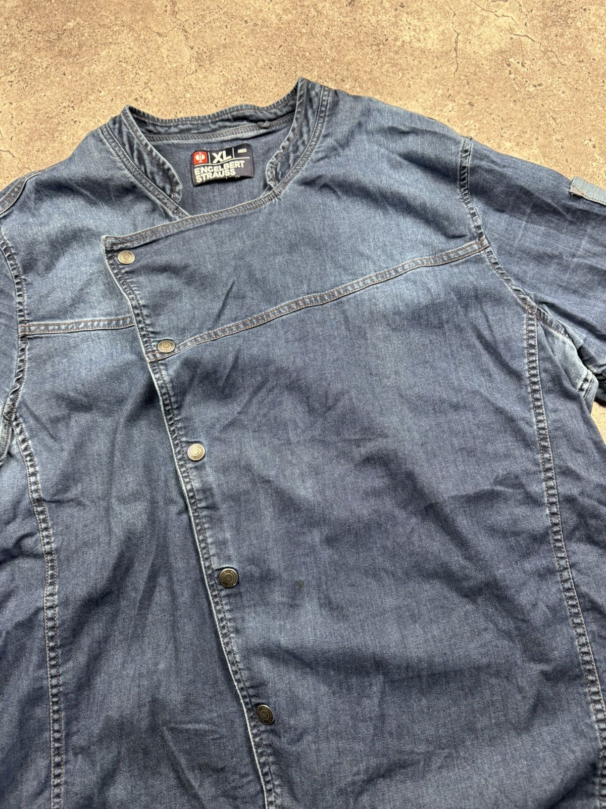 Garment Reproduction of Workers Vintage Engelbert Strauss Denim Workwear Shirt Distressed Size US XL / EU 56 / 4 - 4 Thumbnail