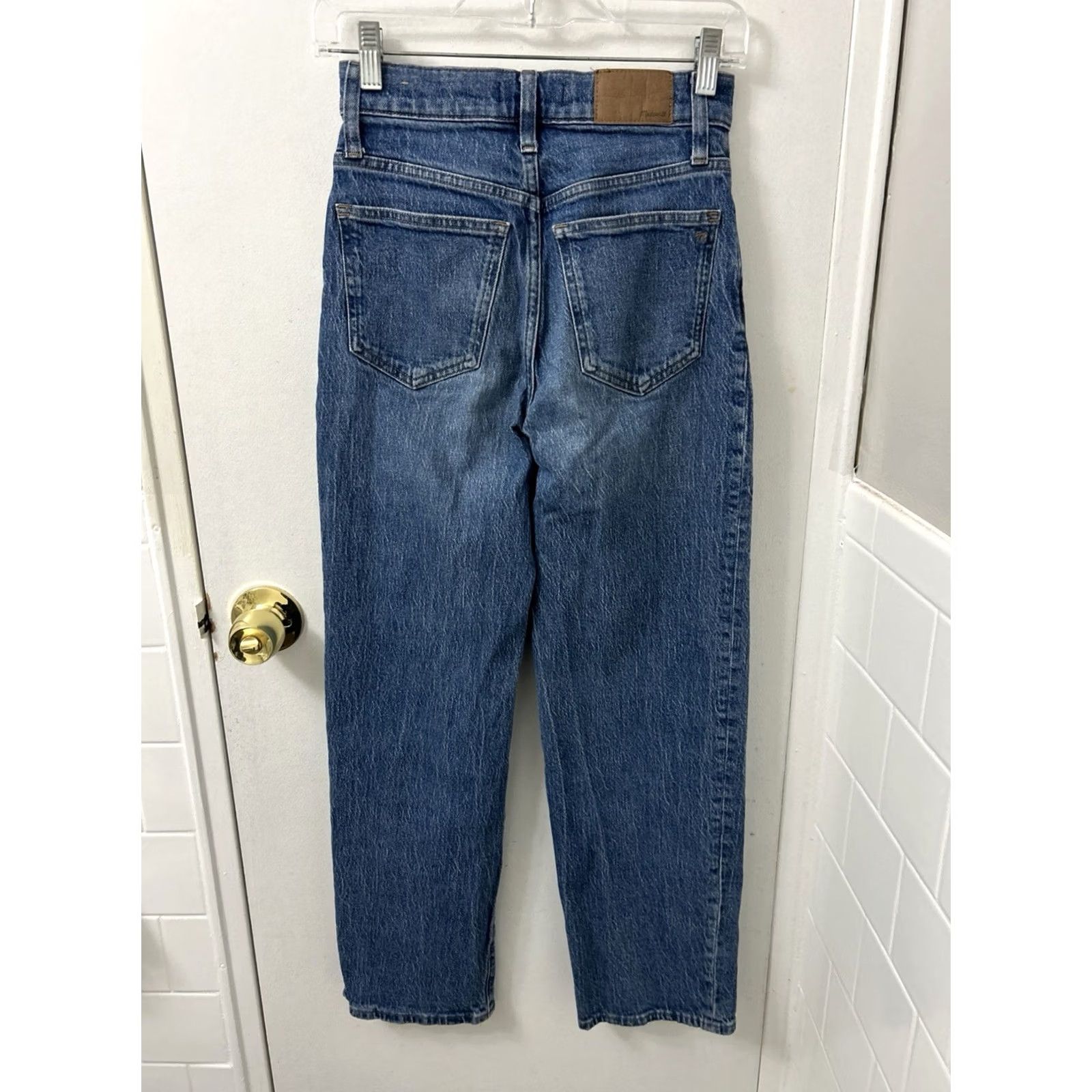 Madewell Madewell Jeans Womens 24x28 Medium Wash Wide-Leg High Rise 5-Pocket Denim Stretch Logo Button Zip Size 42" / US 20 - 6 Thumbnail
