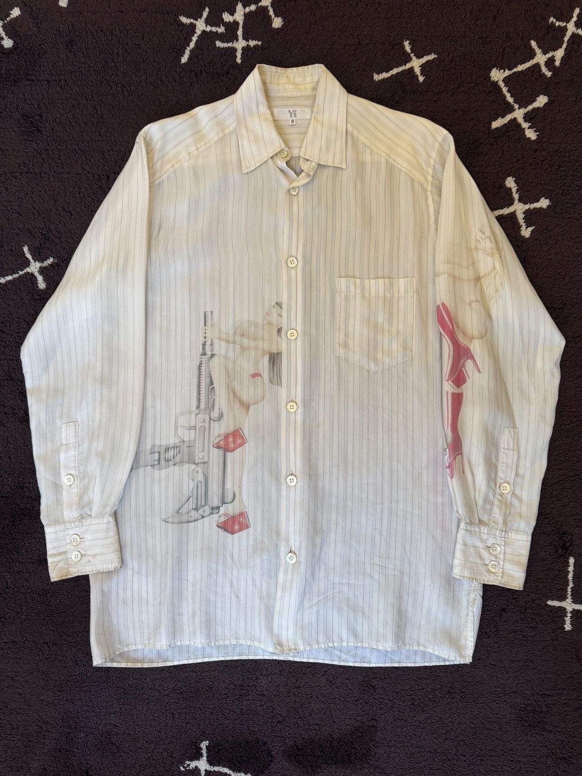 Yohji Yamamoto Yohji Yamamoto AW09 Y's x Justin Davis pinup uzi shirt Size US L / EU 52-54 / 3 - 2 Thumbnail