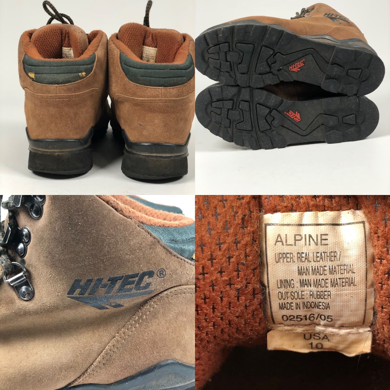 Vintage Hi Tec Alpine Mens Boot Ankle Leather Brown Suede Boots Lace Up Round Toe 10 Outdoor Hiking Classic Boots Men Size US 10 / EU 43 - 8 Thumbnail