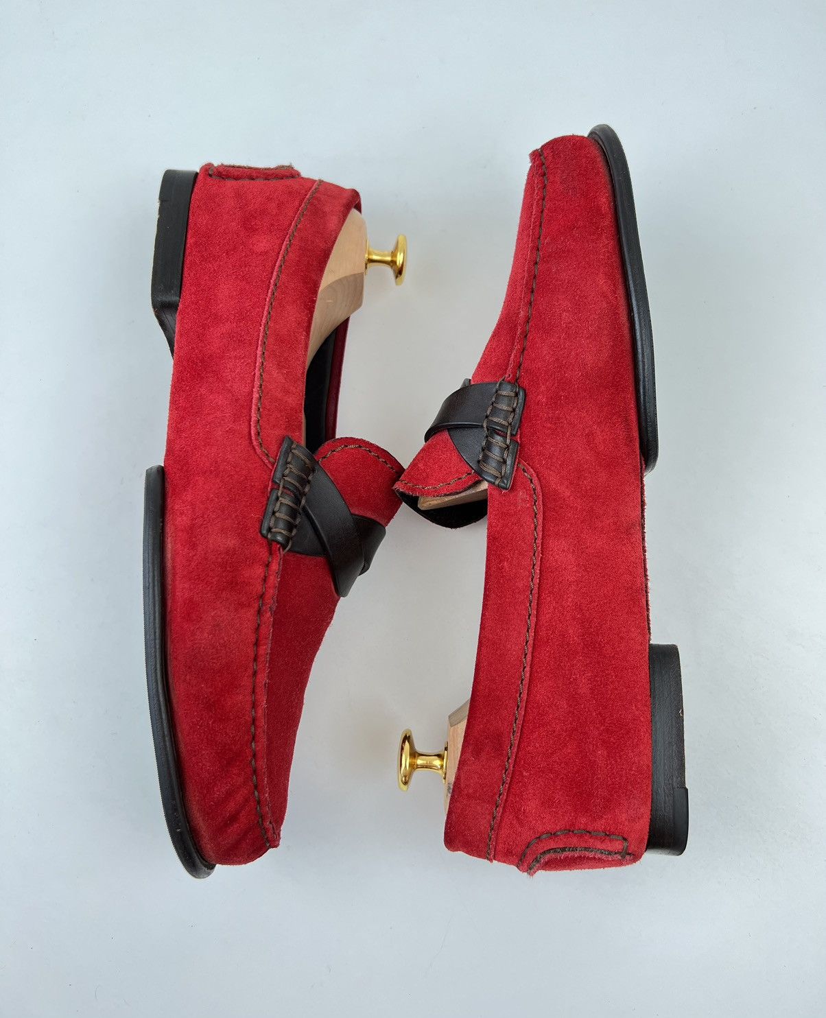 Tom Ford TOM FORD Loafers Suede Shoes Woven Strap Red Men’s Size US 8 / EU 41 - 11 Thumbnail
