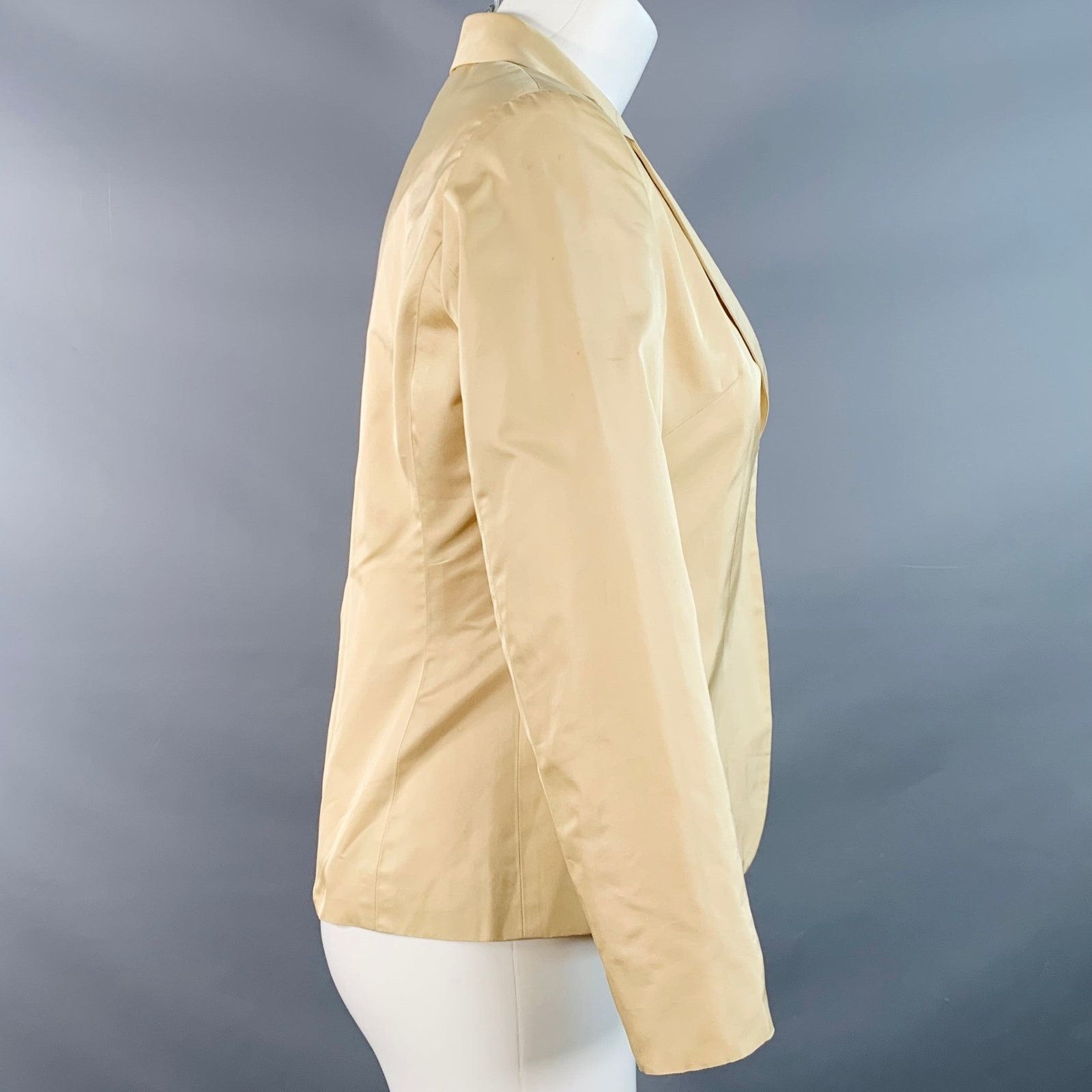 Ralph Lauren Size 6 Beige Acetate Silk Notch Lapel Jacket Blazer Size M / US 6-8 / IT 42-44 - 2 Thumbnail