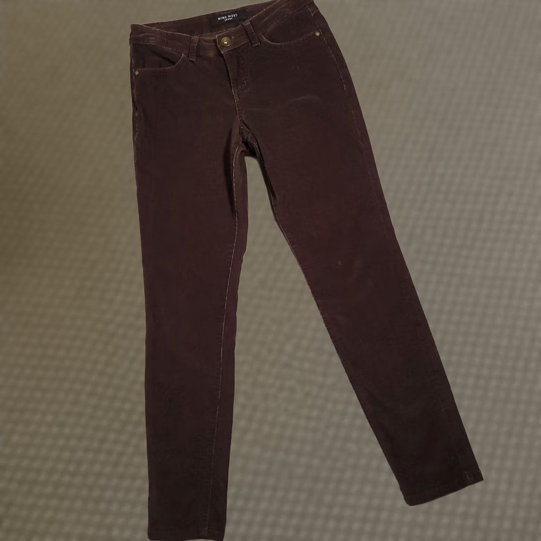 Nine West Nine West Corduroy Pants Jegging Cotton Stretch Straight Leg Women's 4 26 Brown Size 27" / US 4 / IT 40 - 1 Thumbnail