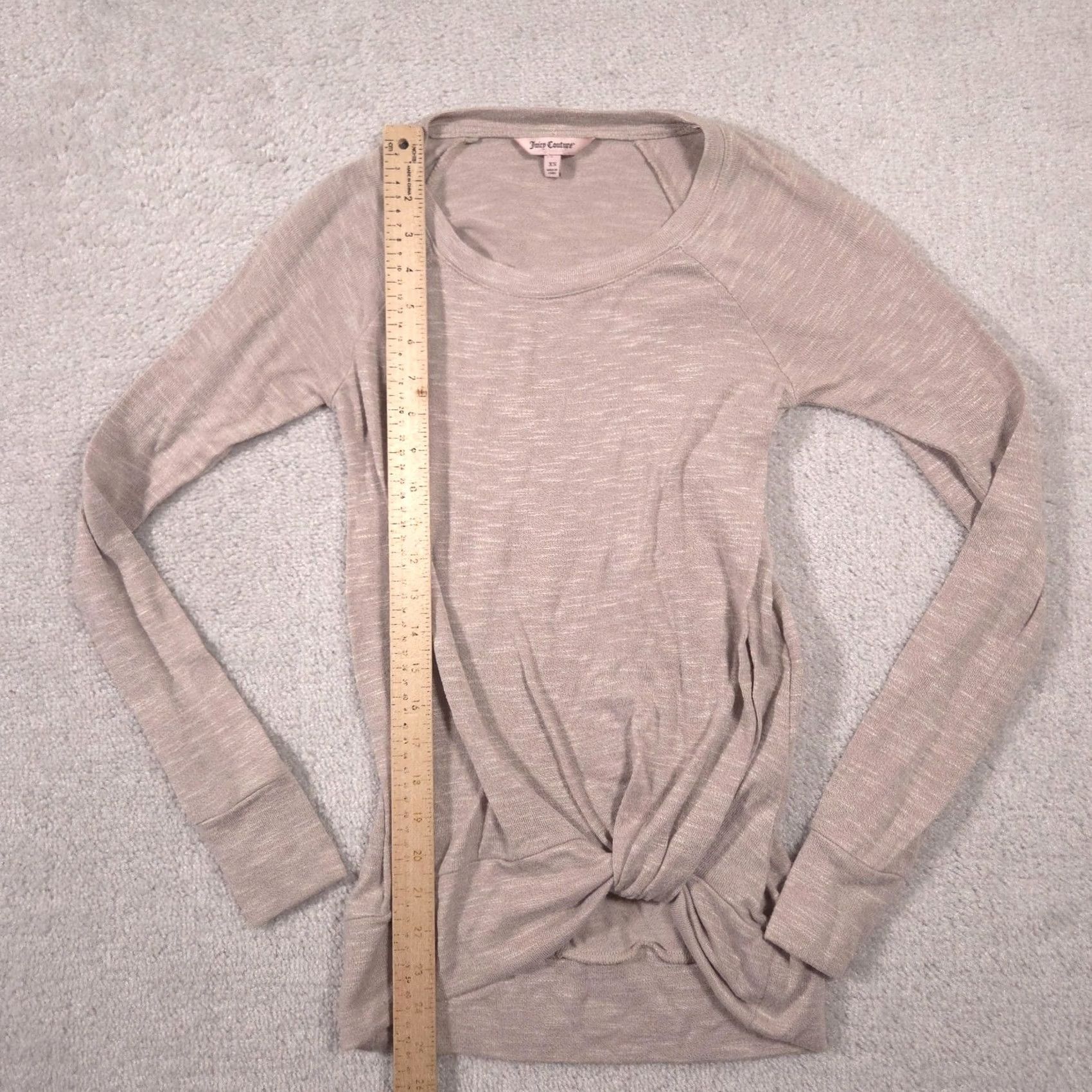 Juicy Couture Juicy Couture Shirt Womens XS Beige Twist Front Scoop Neck Long Sleeve Top Size XS / US 0-2 / IT 36-38 - 6 Thumbnail