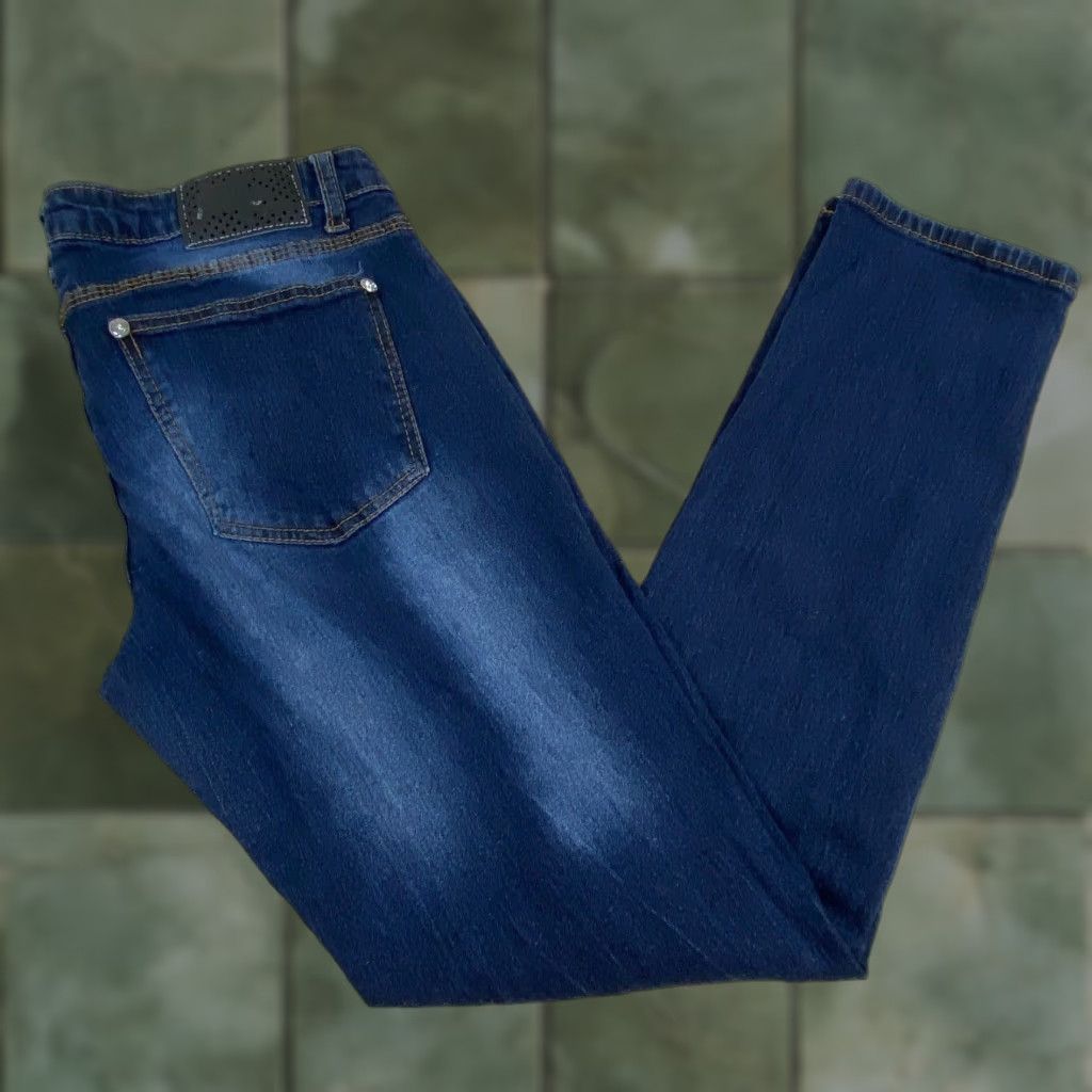 Vintage Klip Womens Skinny Juniors Rhinestones Distressed Bling Jeans 13 Medium Wash Size 34" / US 12 / IT 48 - 1 Thumbnail