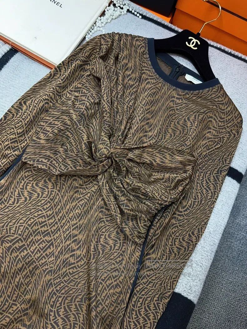 Fendi Fendi Brown all-over print twisted double F monogram long- Size S / US 4 / IT 40 - 7 Thumbnail